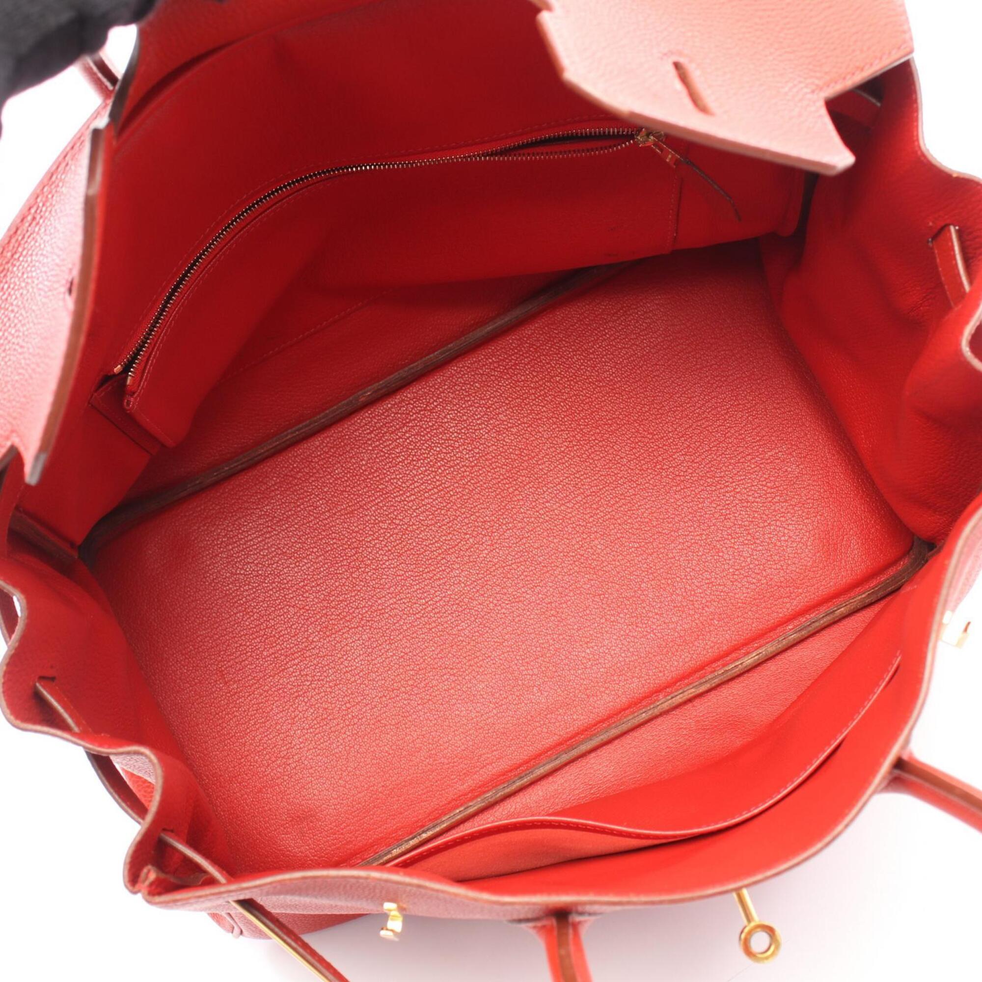 Hermes Red Color Togo Leather Leather Handbag (Pre-Owned)