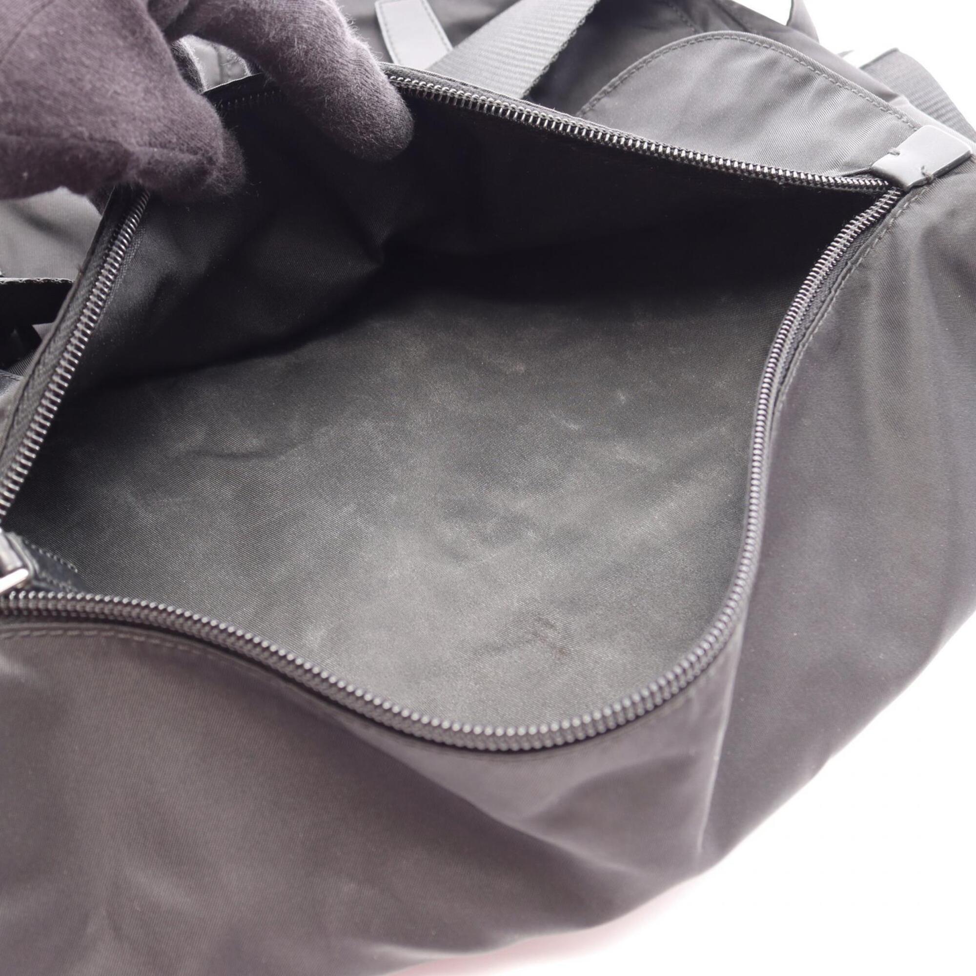 Prada Black Nylon Leather Handbag Shoulder Bag (Pre-Owned)