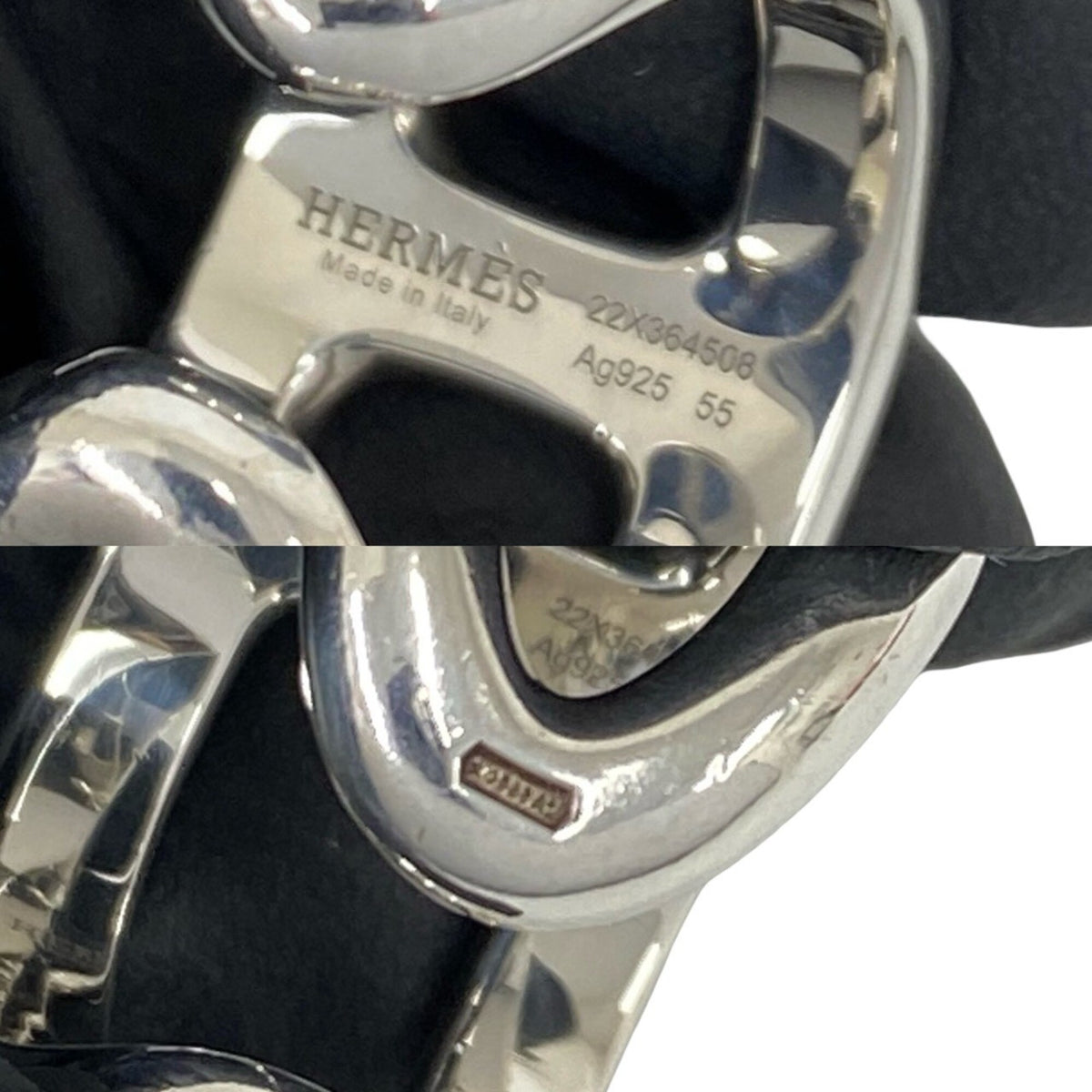 Hermes Silver Silver 925 Band Ring (Pre-Owned)
