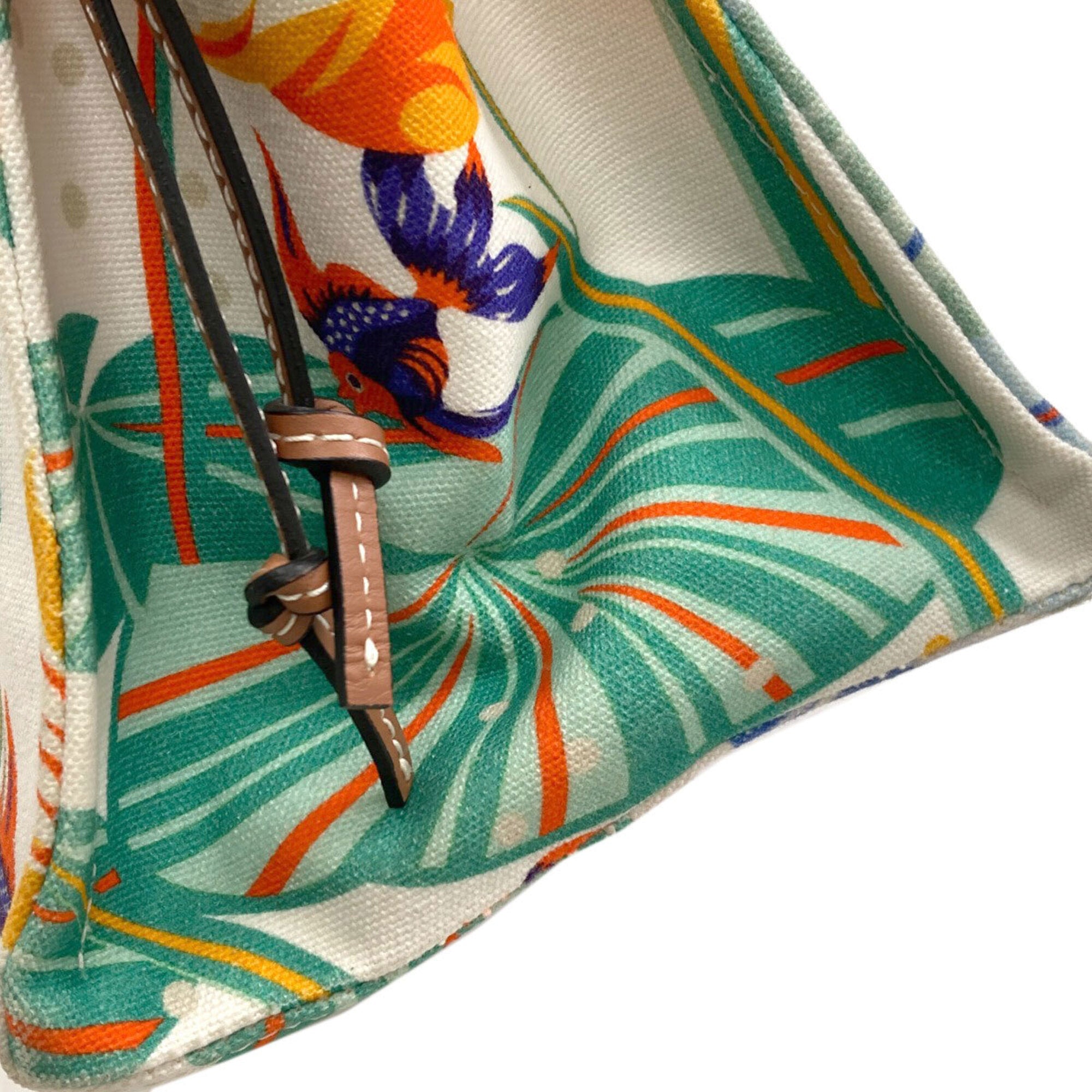 Loewe Brown Light Blue White Canvas Leather Tote Bag (Pre-Owned)