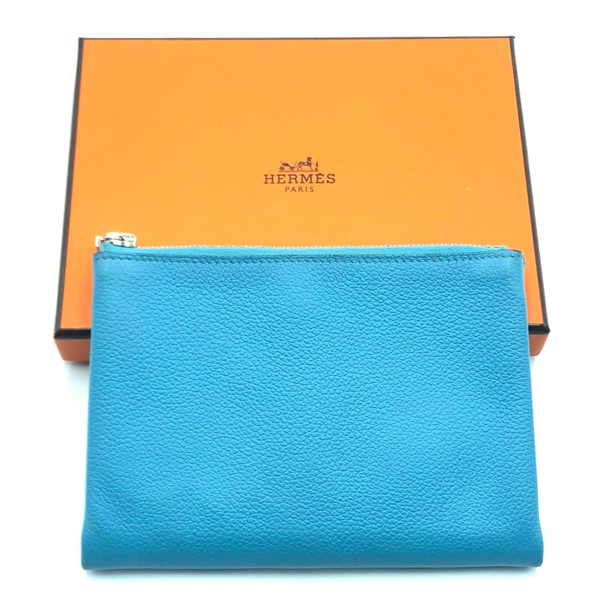 Hermes Blue Leather Pouch (Pre-Owned)