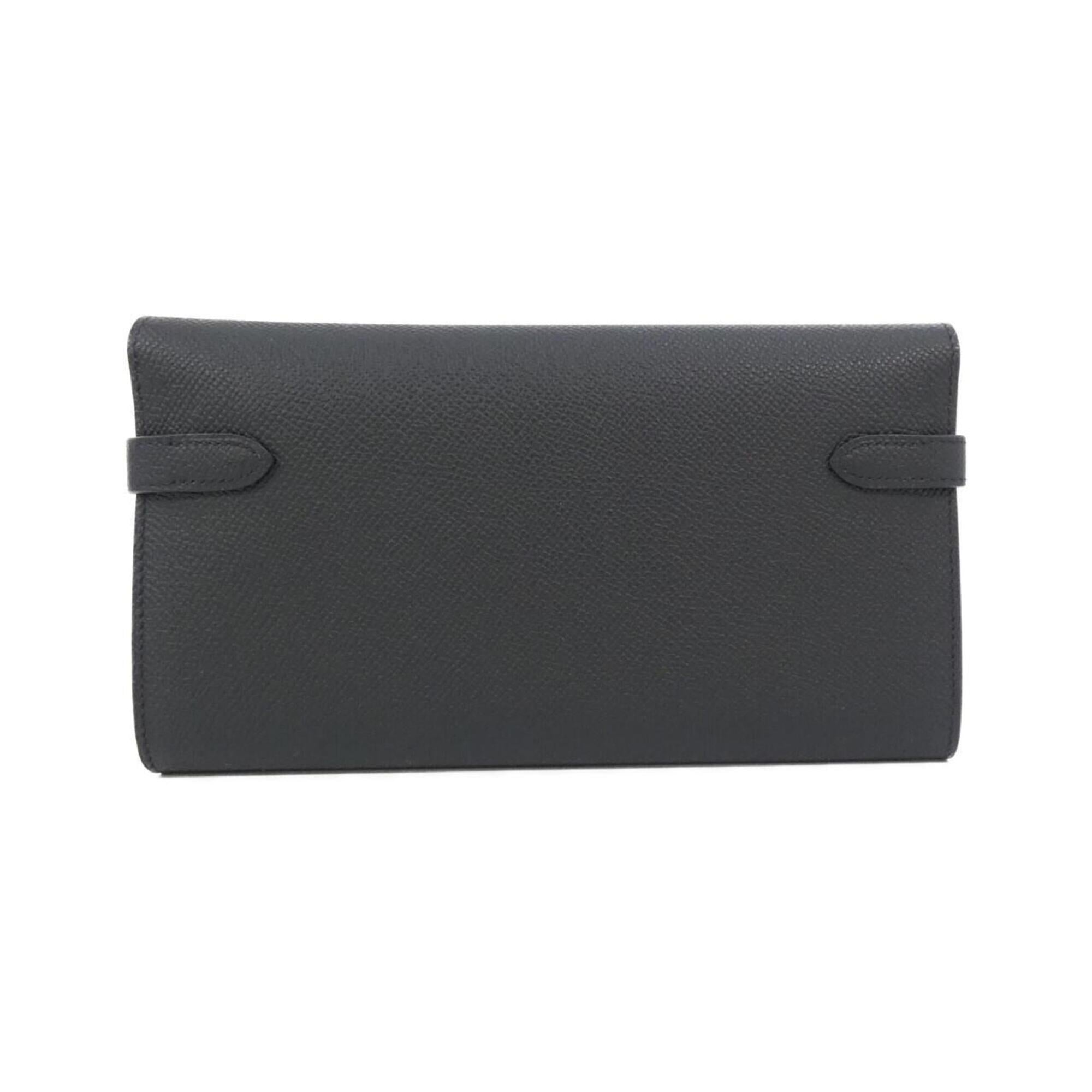 Hermes Kelly Black Epsom Leather Long Wallet (Bi-Fold) (Pre-Owned)