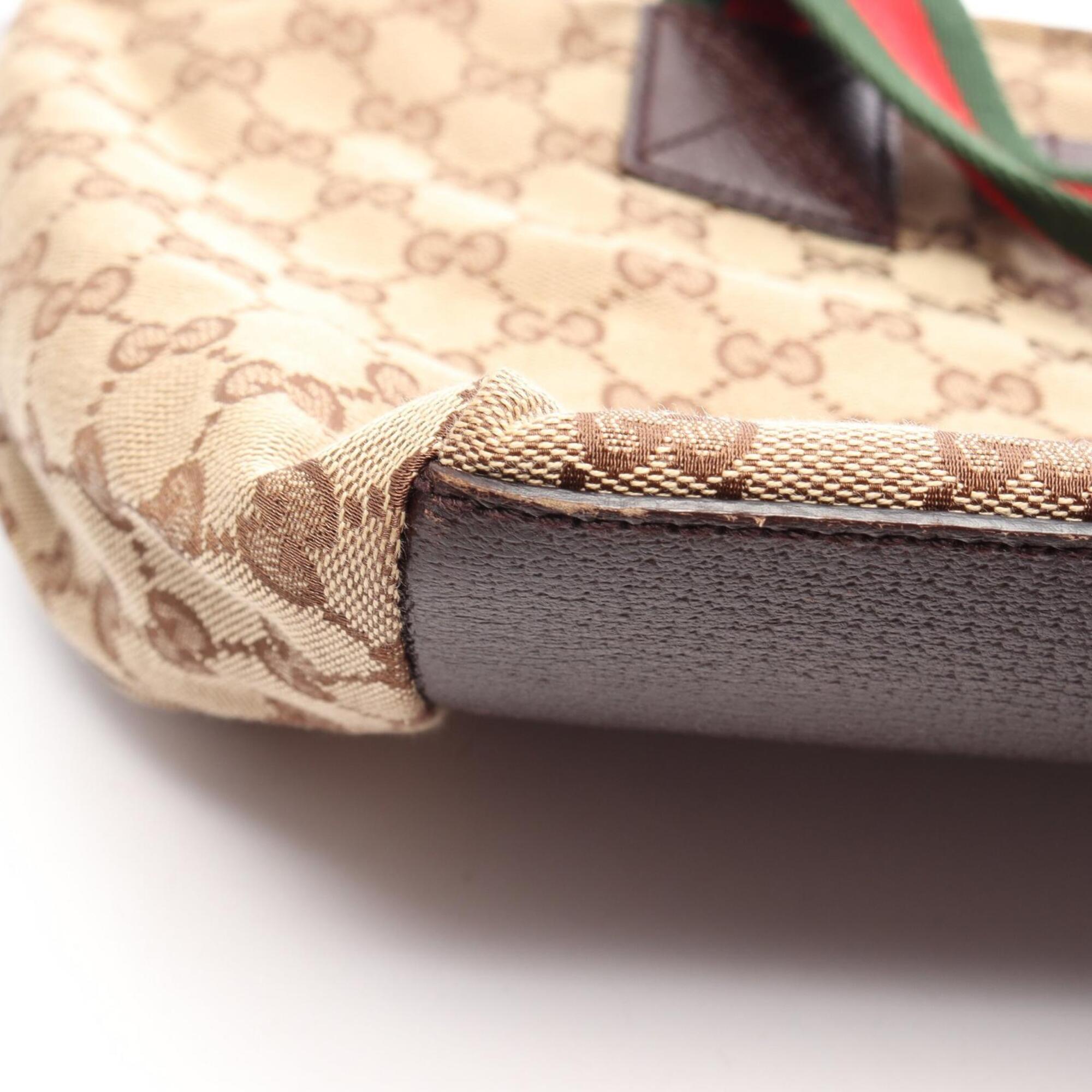 Gucci Beige Multi-Color Leather Canvas Handbag Tote Bag (Pre-Owned)