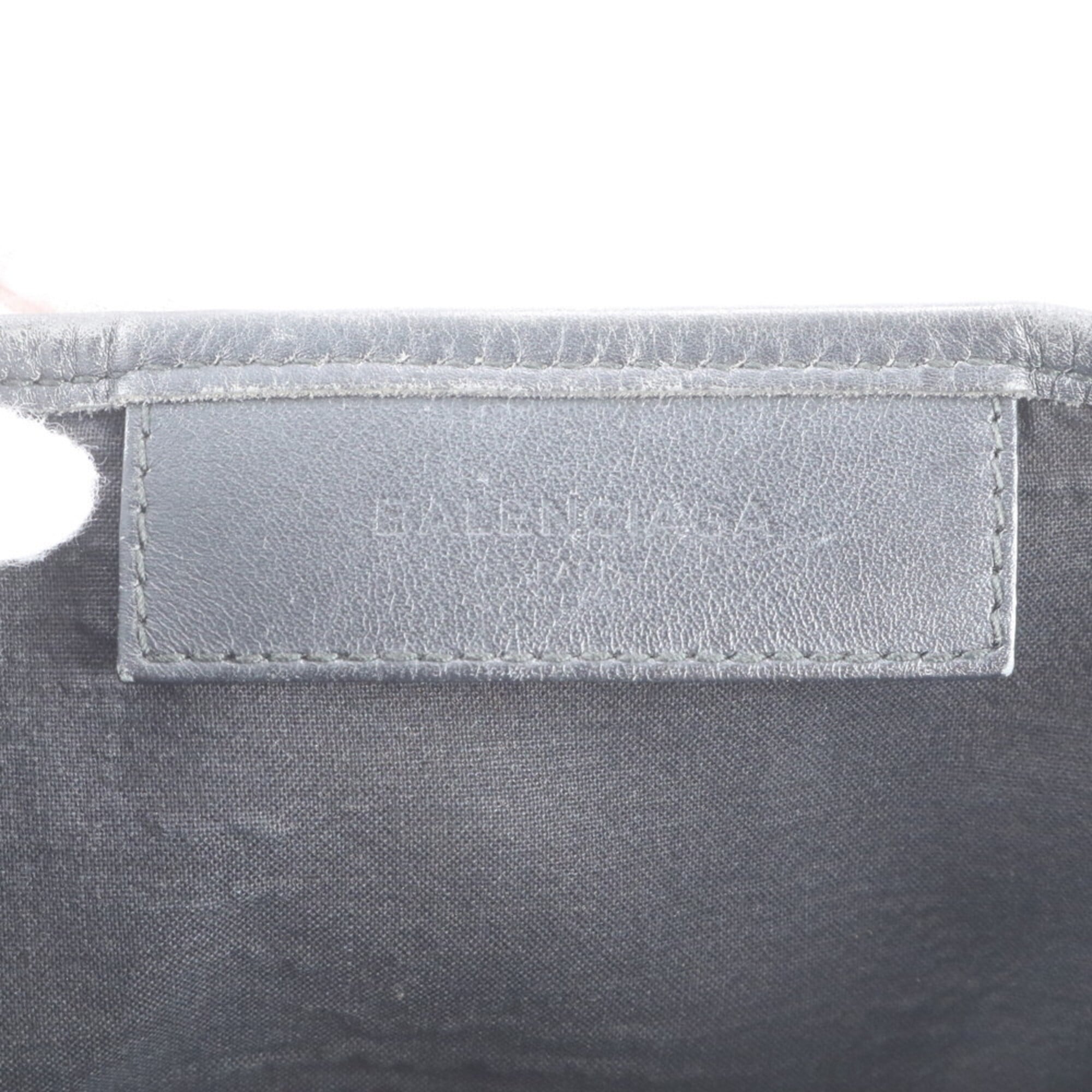 Balenciaga Black Navy White Leather Canvas Handbag Tote Bag (Pre-Owned)