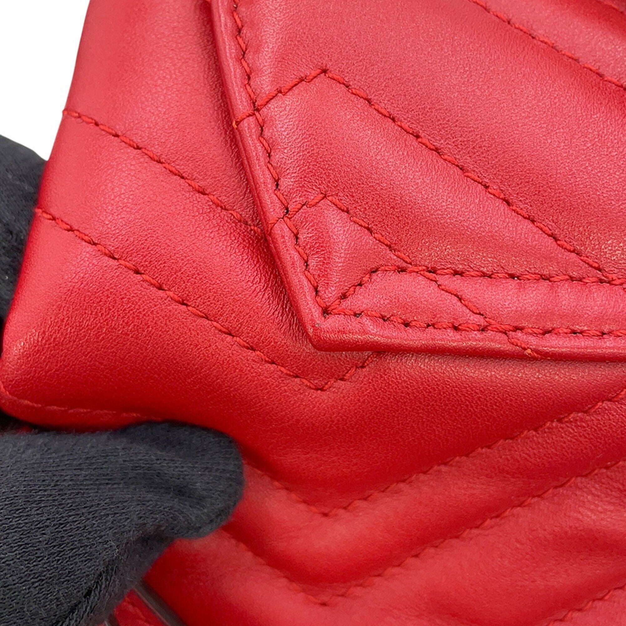 Gucci Red Color Leather Backpack Handbag (Pre-Owned)