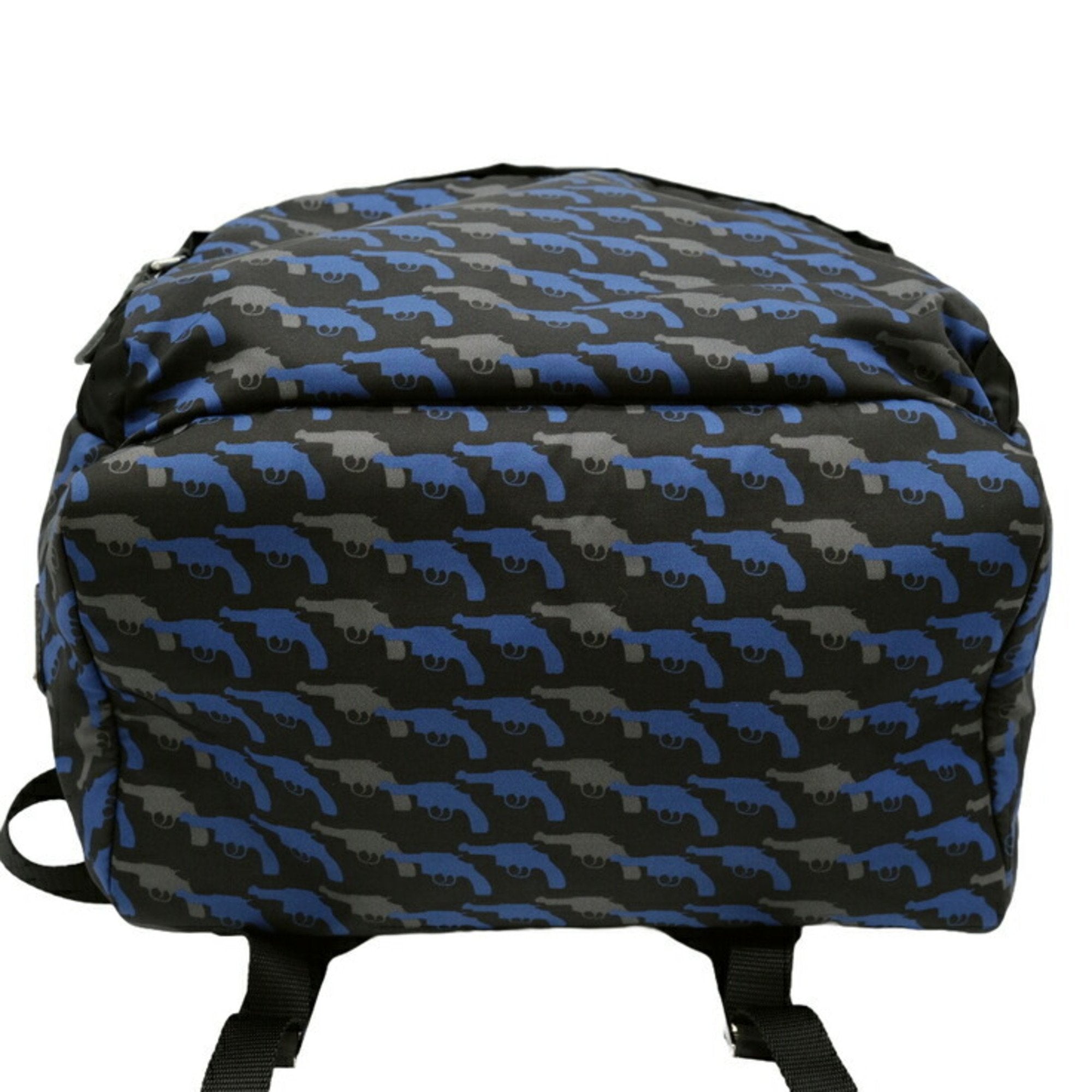 Prada Black Blue Nylon Leather Backpack (Pre-Owned)