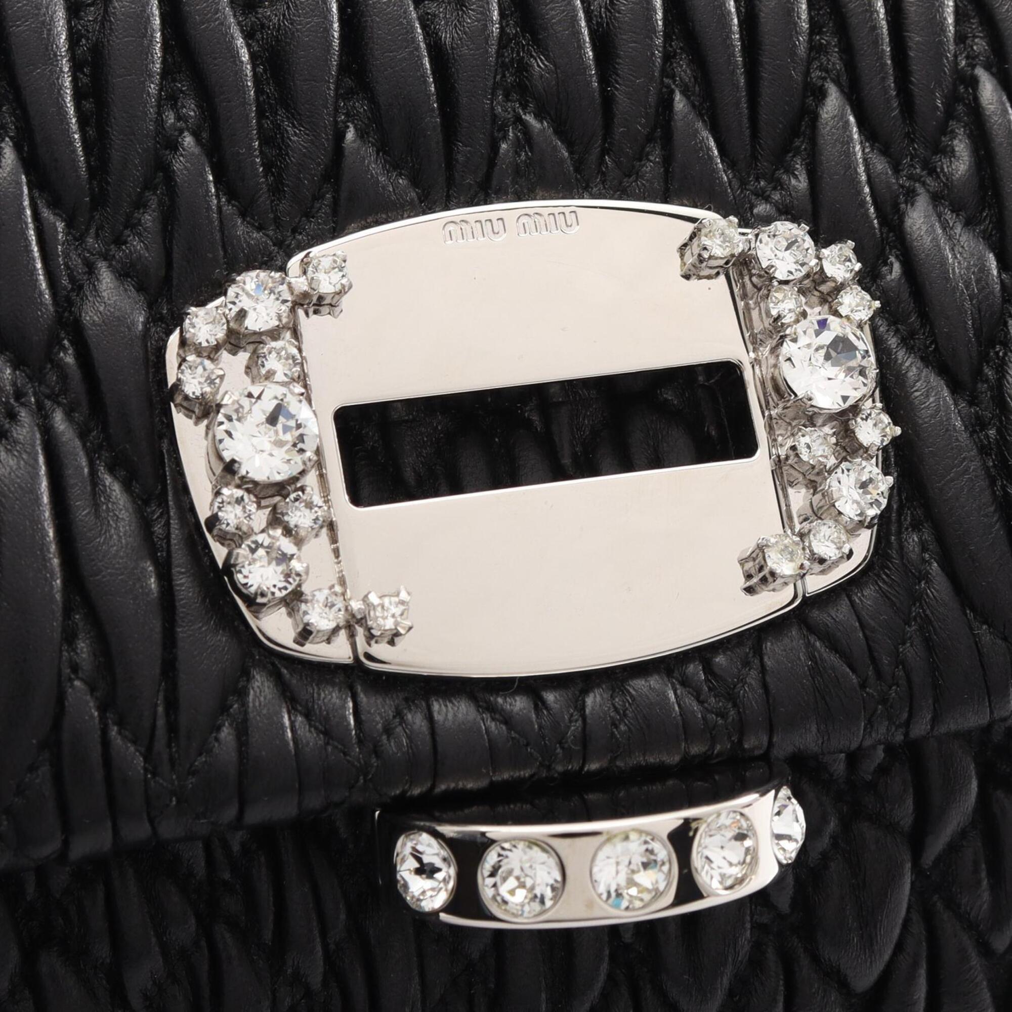 Miu Miu Matelasse Black Leather Handbag Shoulder Bag (Pre-Owned)