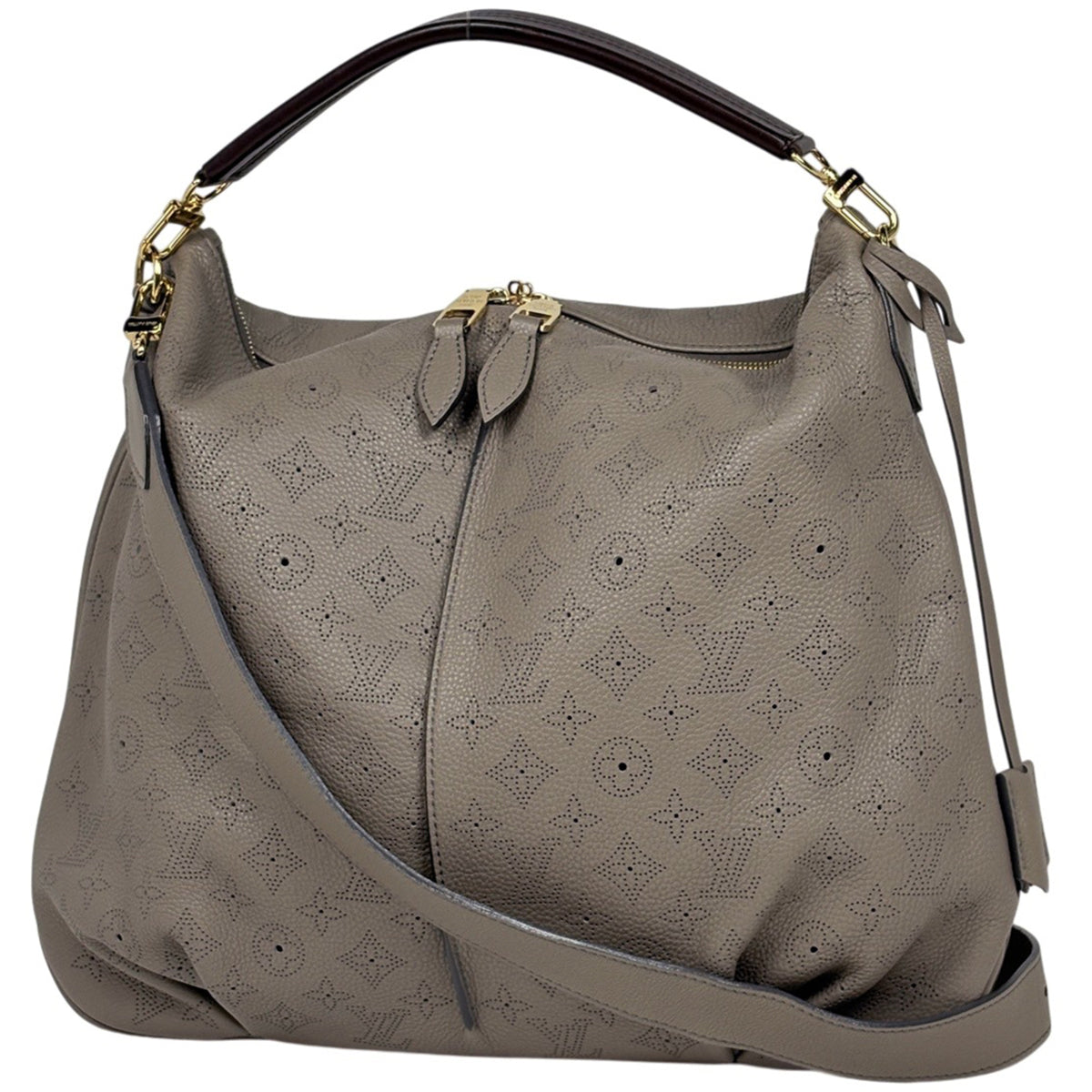 Louis Vuitton Mahina Taupe Mahina Leather Handbag (Pre-Owned)