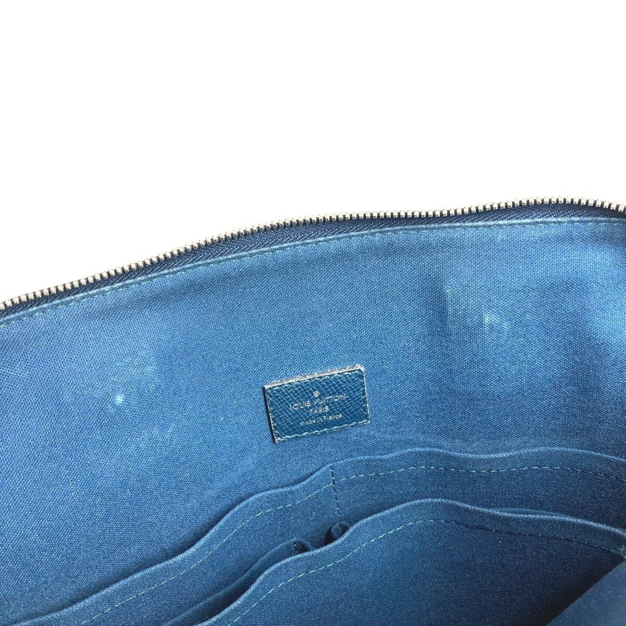 Louis Vuitton Blue Ocean Taiga Leather Shoulder Bag Tote Bag (Pre-Owned)