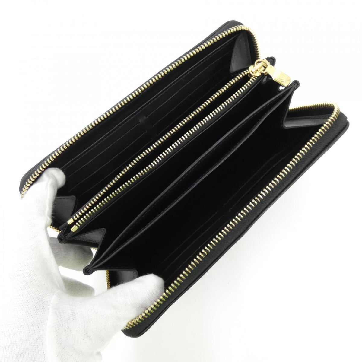 Louis Vuitton Black Leather Long Wallet (Bi-Fold) (Pre-Owned)