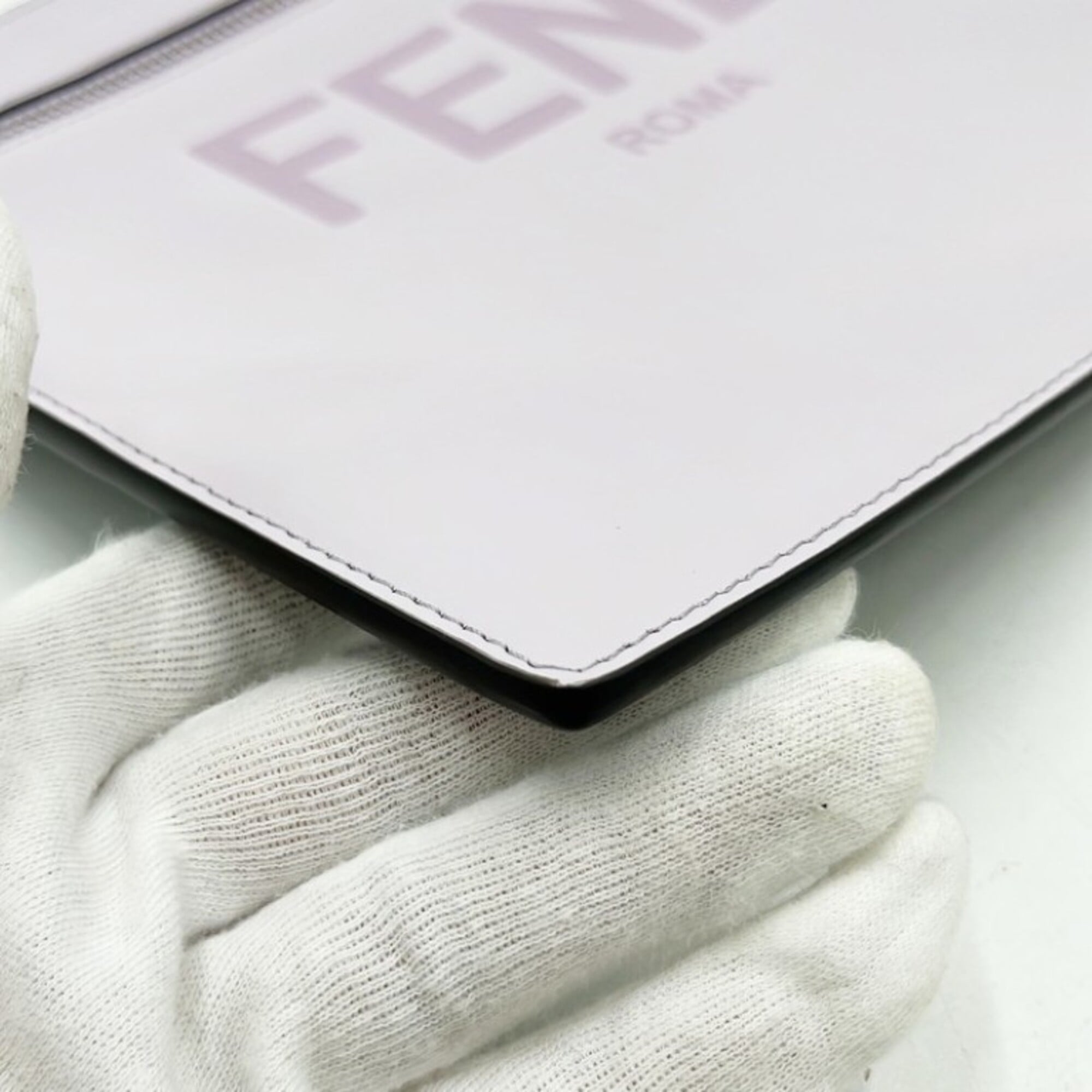 Fendi Gray Purple Leather Clutch Bag (Pre-Owned)