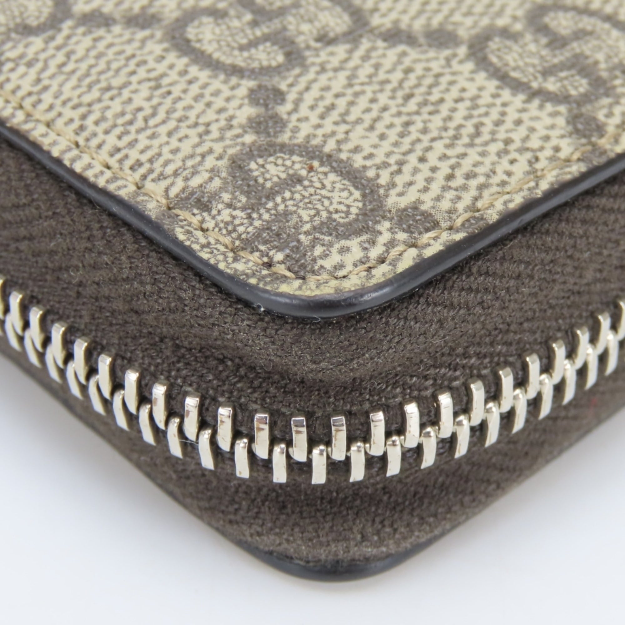 Gucci Beige Dark Brown Green Red Color Gg Supreme Long Wallet (Bi-Fold) (Pre-Owned)