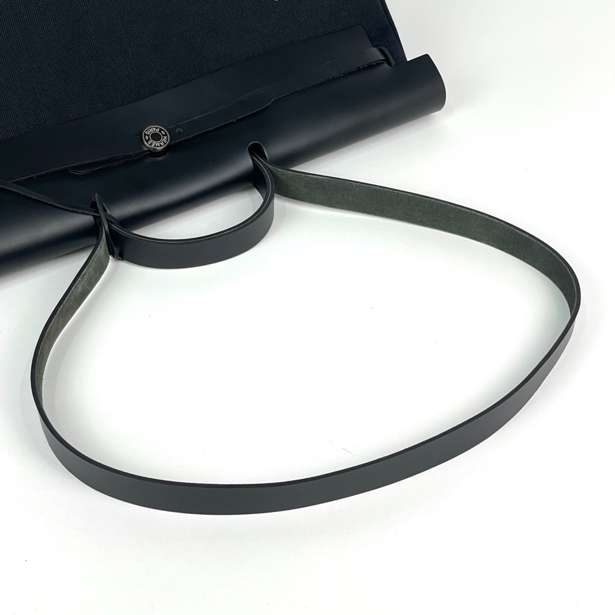 Hermes Black Noir Canvas Handbag (Pre-Owned)