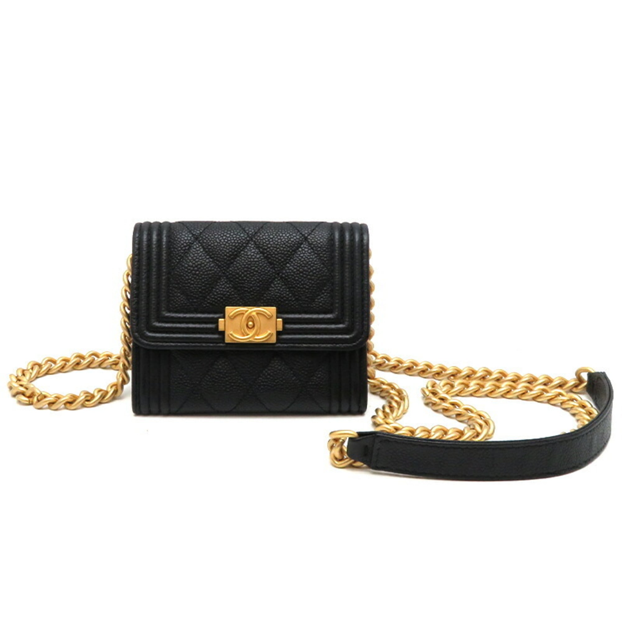 Chanel Boy Chanel Black Caviar Leather Shoulder Bag (Pre-Owned)