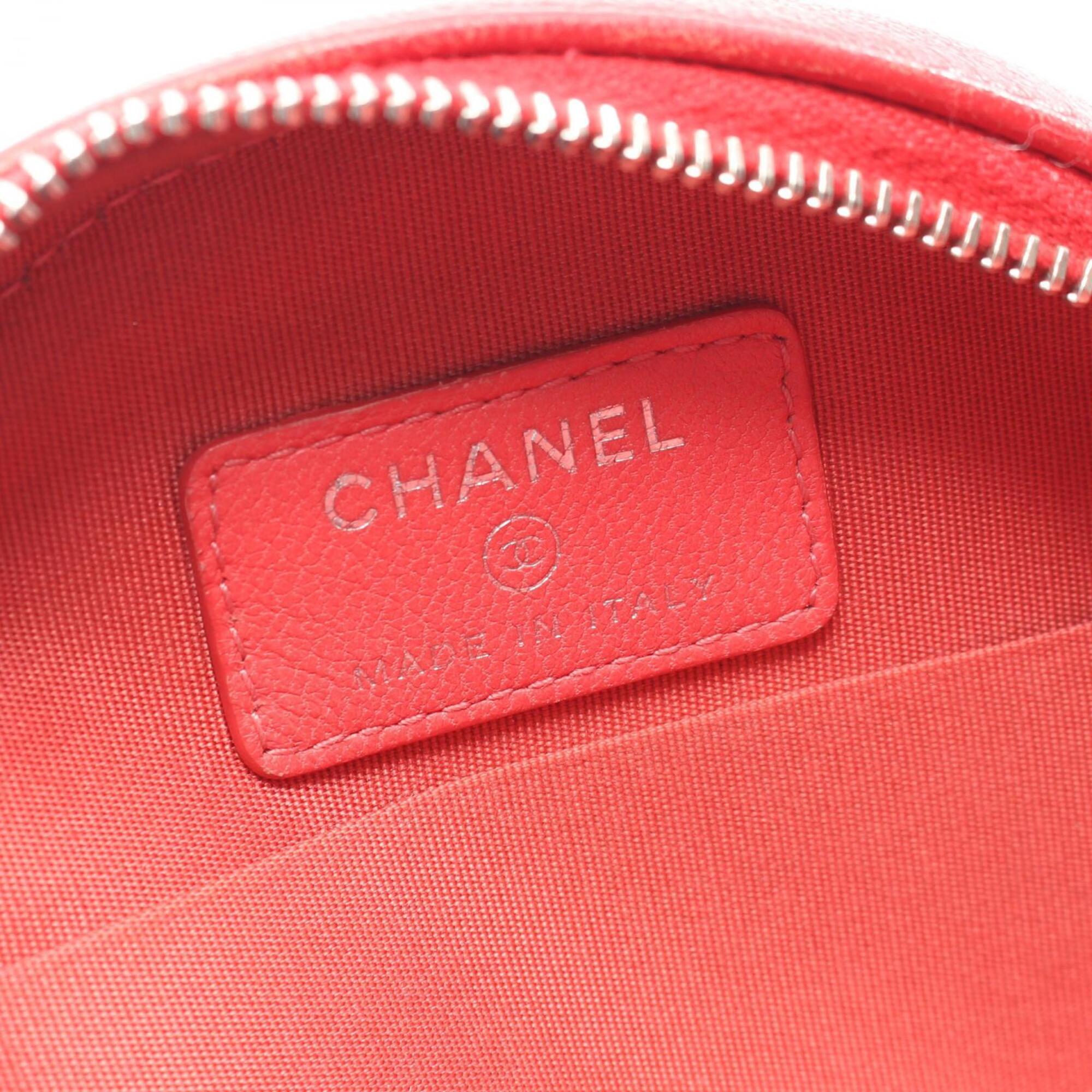 Chanel Pink Red Color Leather Handbag Shoulder Bag (Pre-Owned)