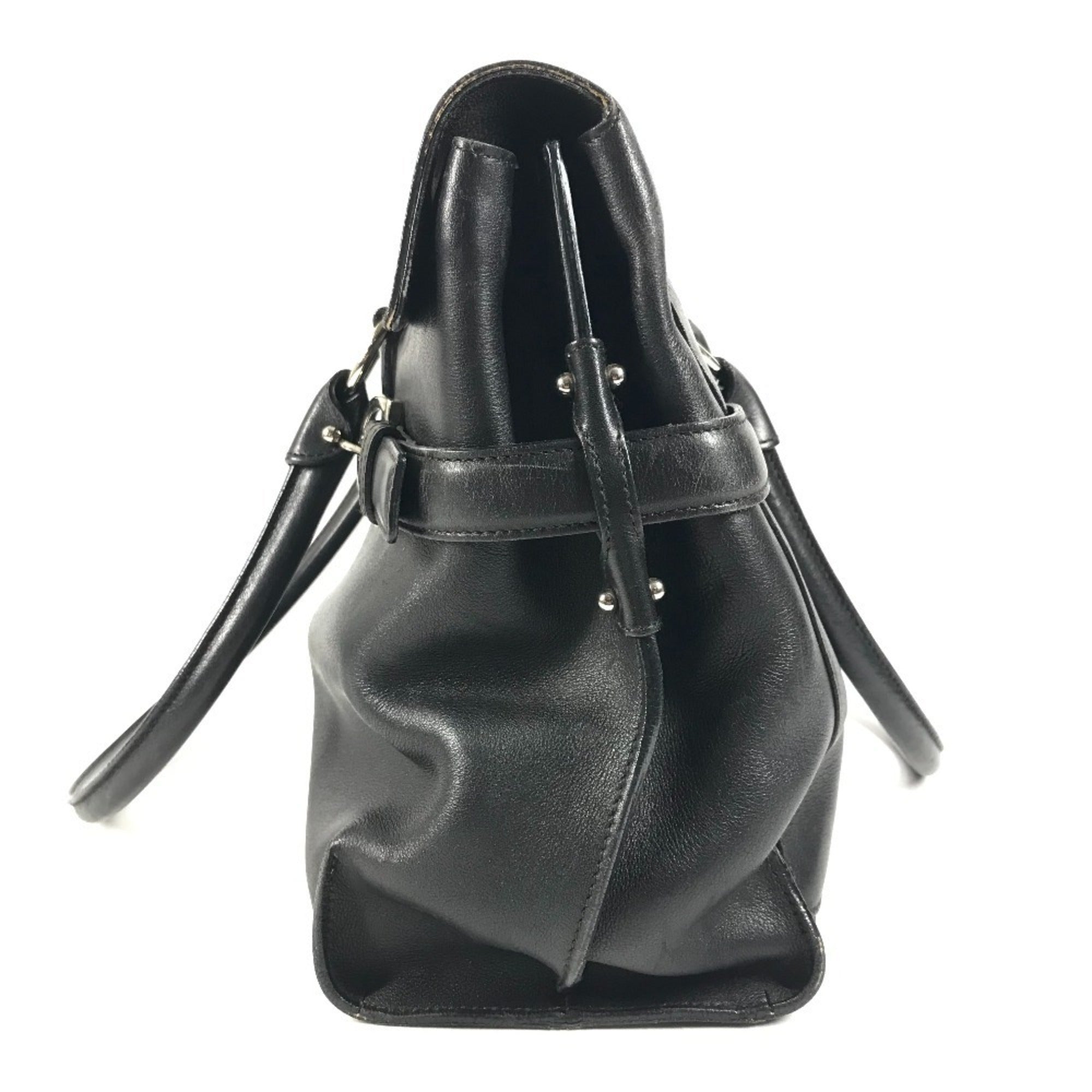 Salvatore Ferragamo Black Leather Shoulder Bag Tote Bag (Pre-Owned)