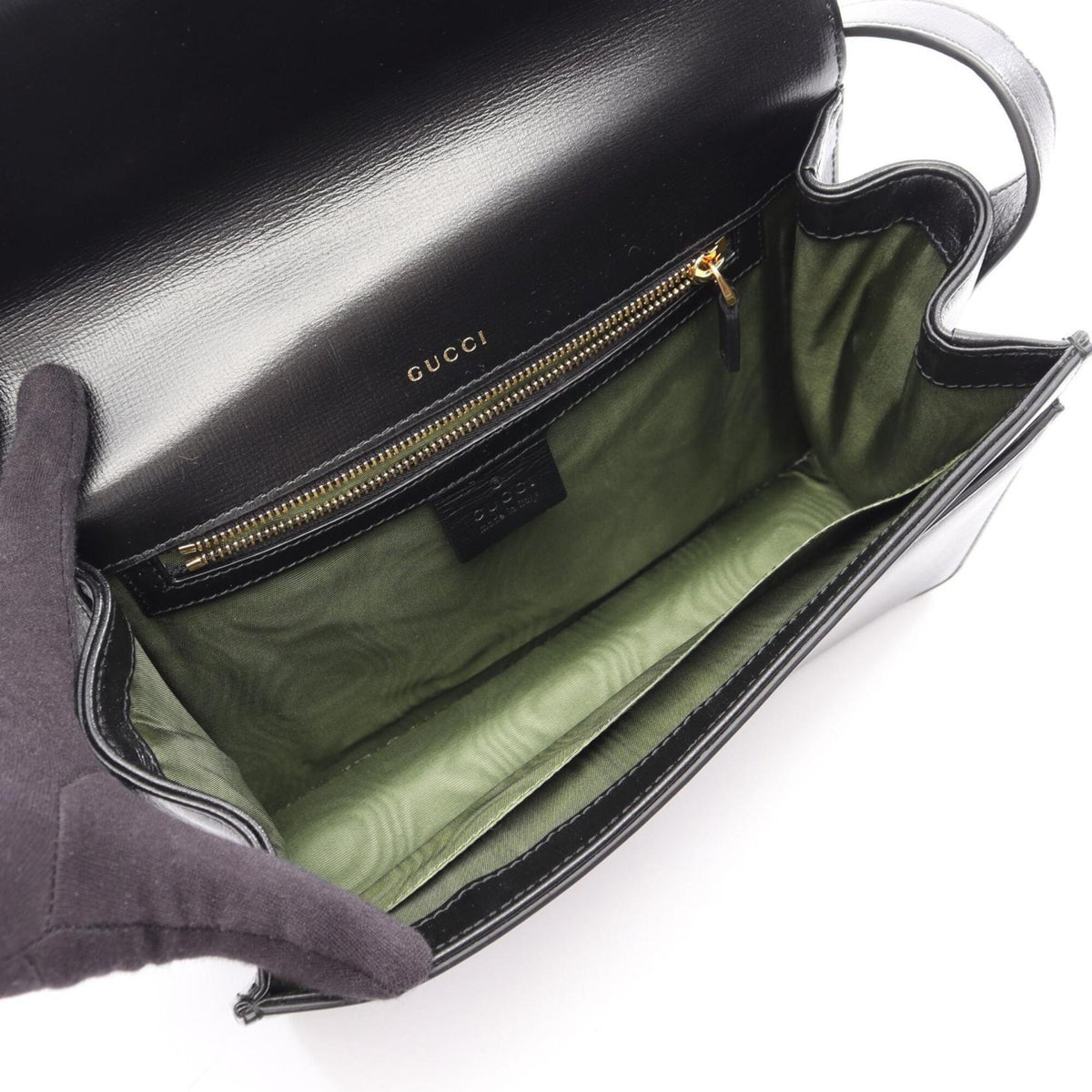 Gucci Black Leather Handbag Shoulder Bag (Pre-Owned)