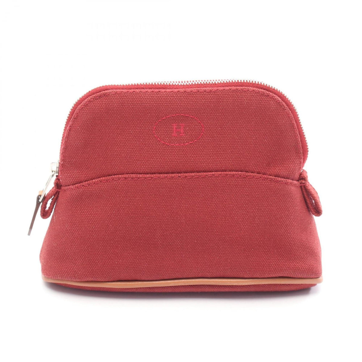 Hermes Bordeaux Brown Rouge H Canvas Leather Pouch (Pre-Owned)