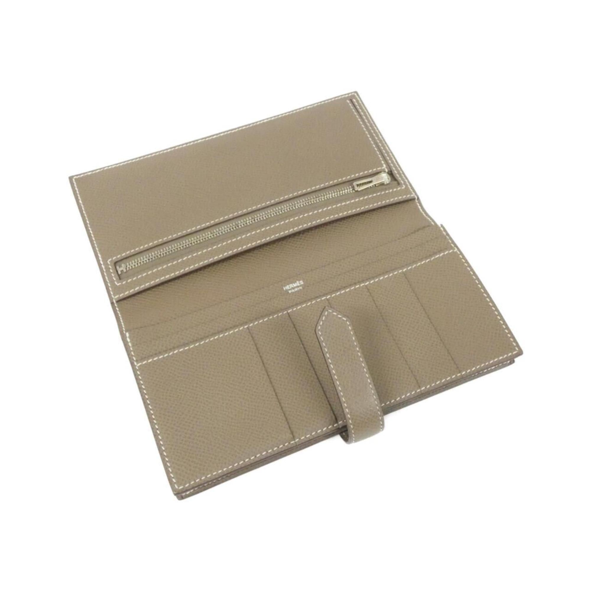Hermes Etoupe Gray Soufre Epsom Leather Long Wallet (Bi-Fold) (Pre-Owned)