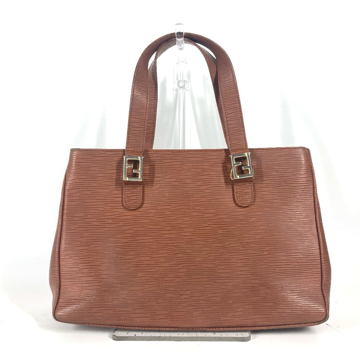 Fendi Brown Leather Handbag Shoulder Bag Tote Bag (Pre-Owned)