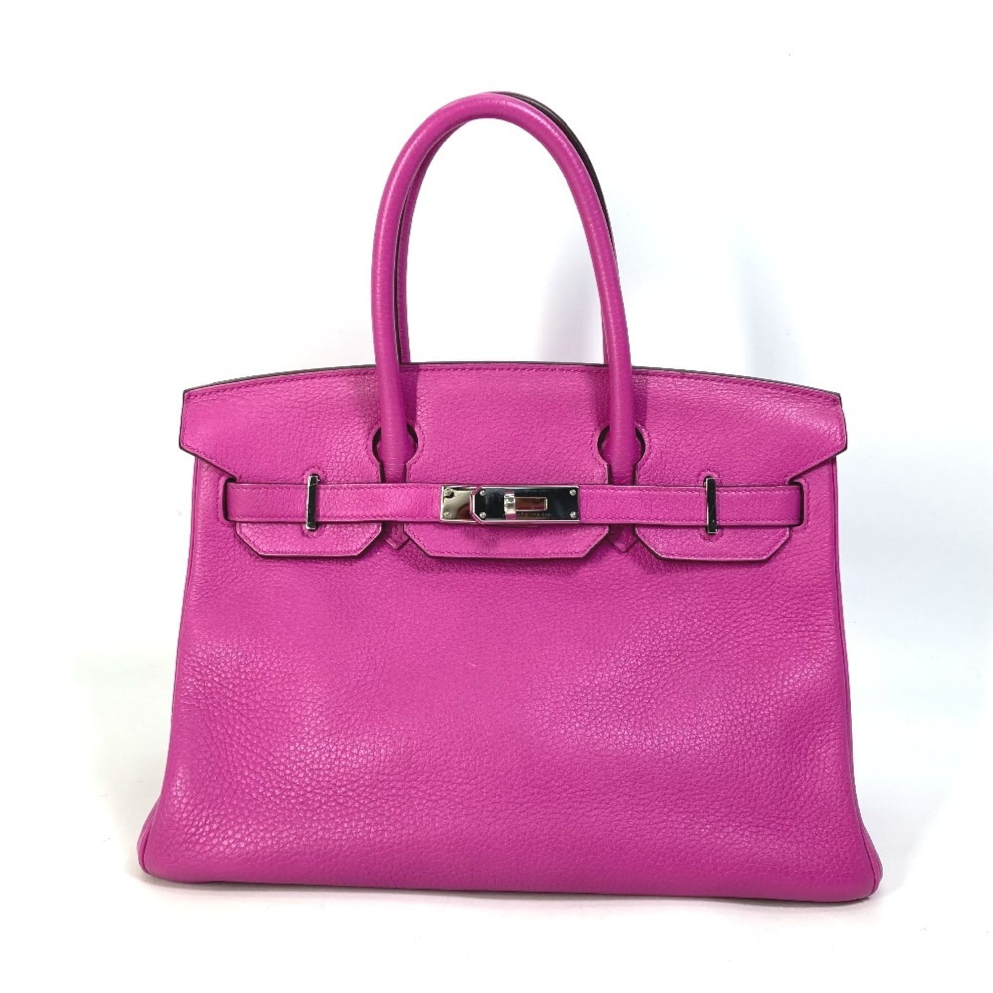 Hermes Birkin Pink Taurillon Clemence Leather Handbag Tote Bag (Pre-Owned)