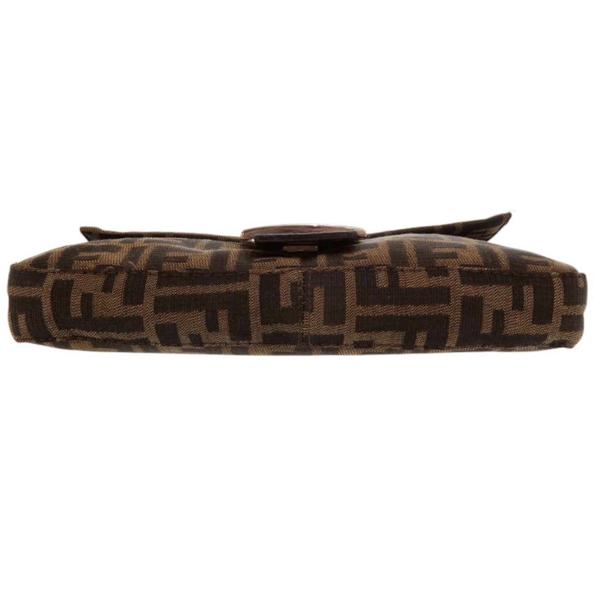 Fendi Brown Leather Nylon Jacquard Handbag (Pre-Owned)