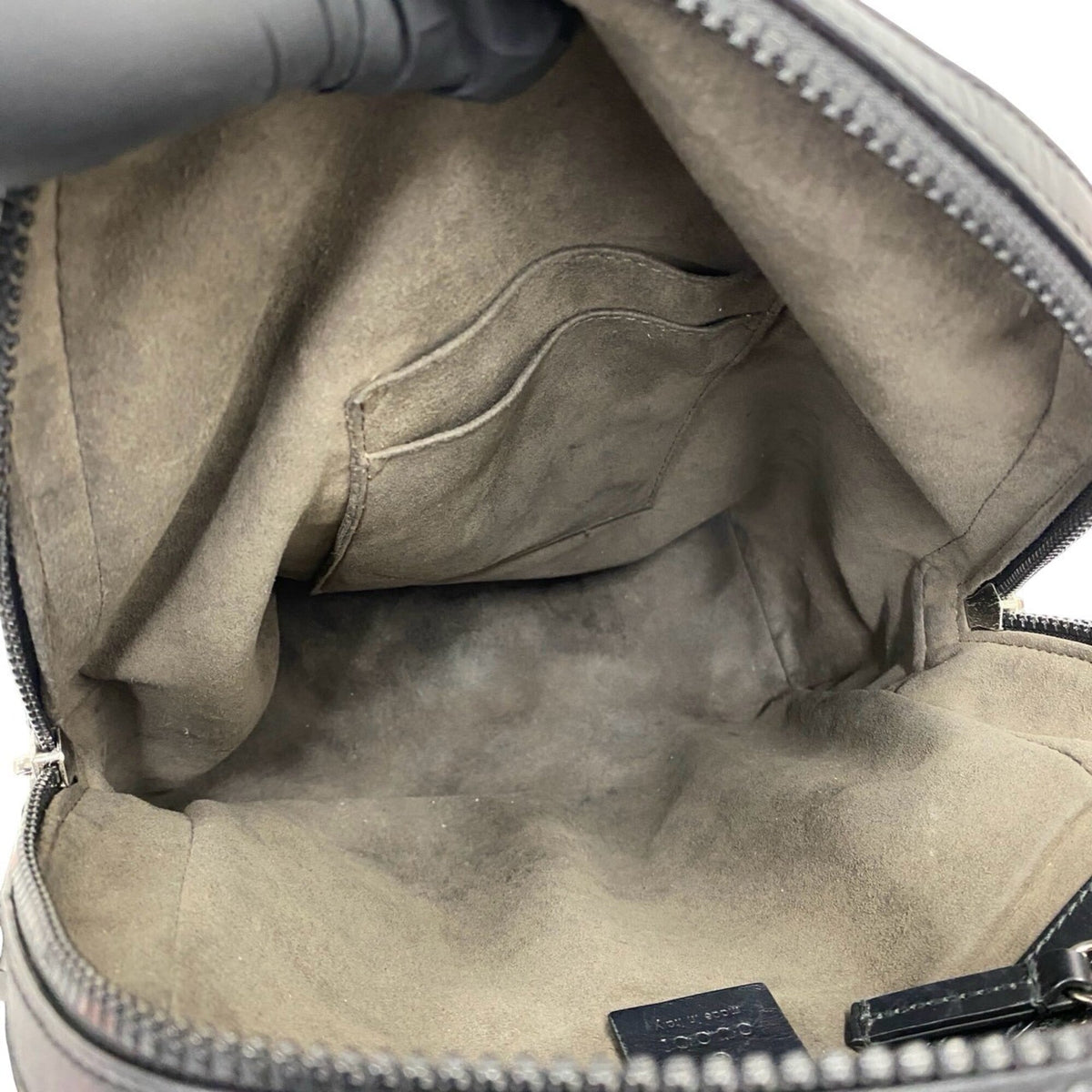 Gucci Beige Black Leather Elastane Backpack (Pre-Owned)
