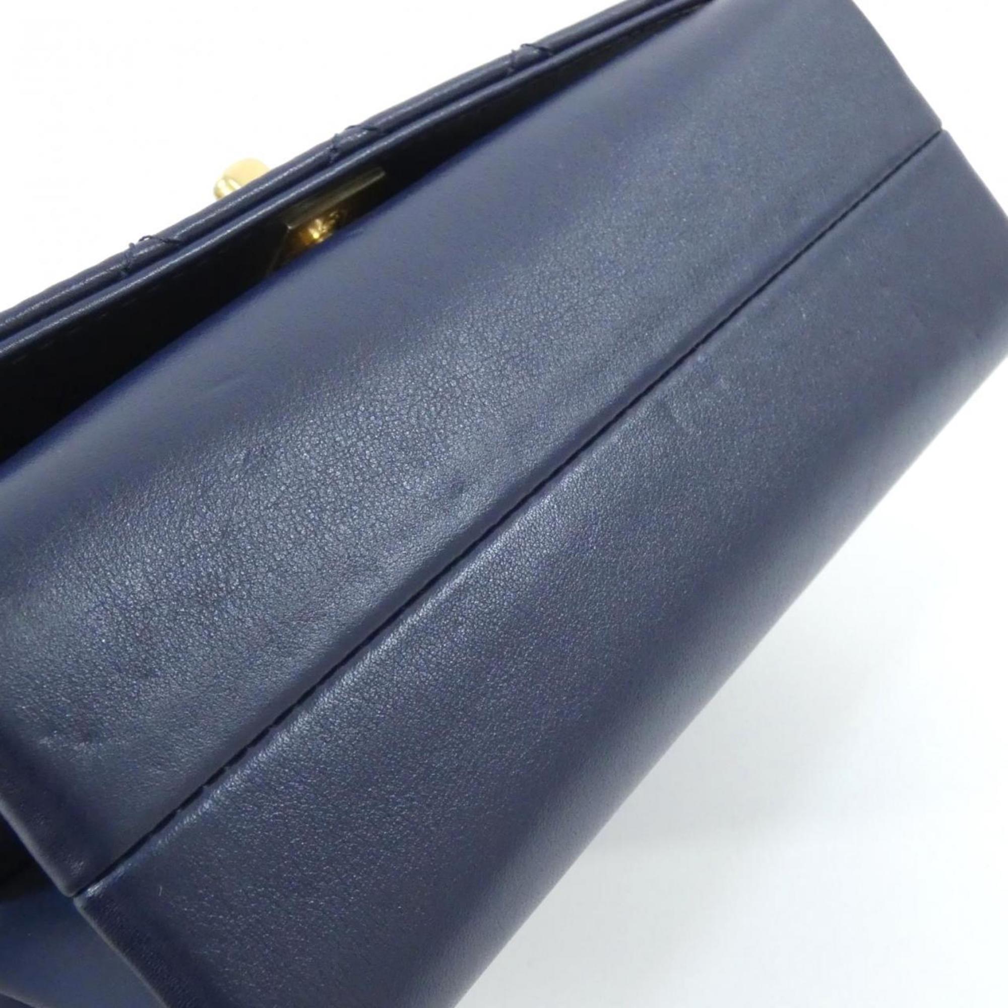 Chanel Navy Leather Shoulder Bag (Pre-Owned)