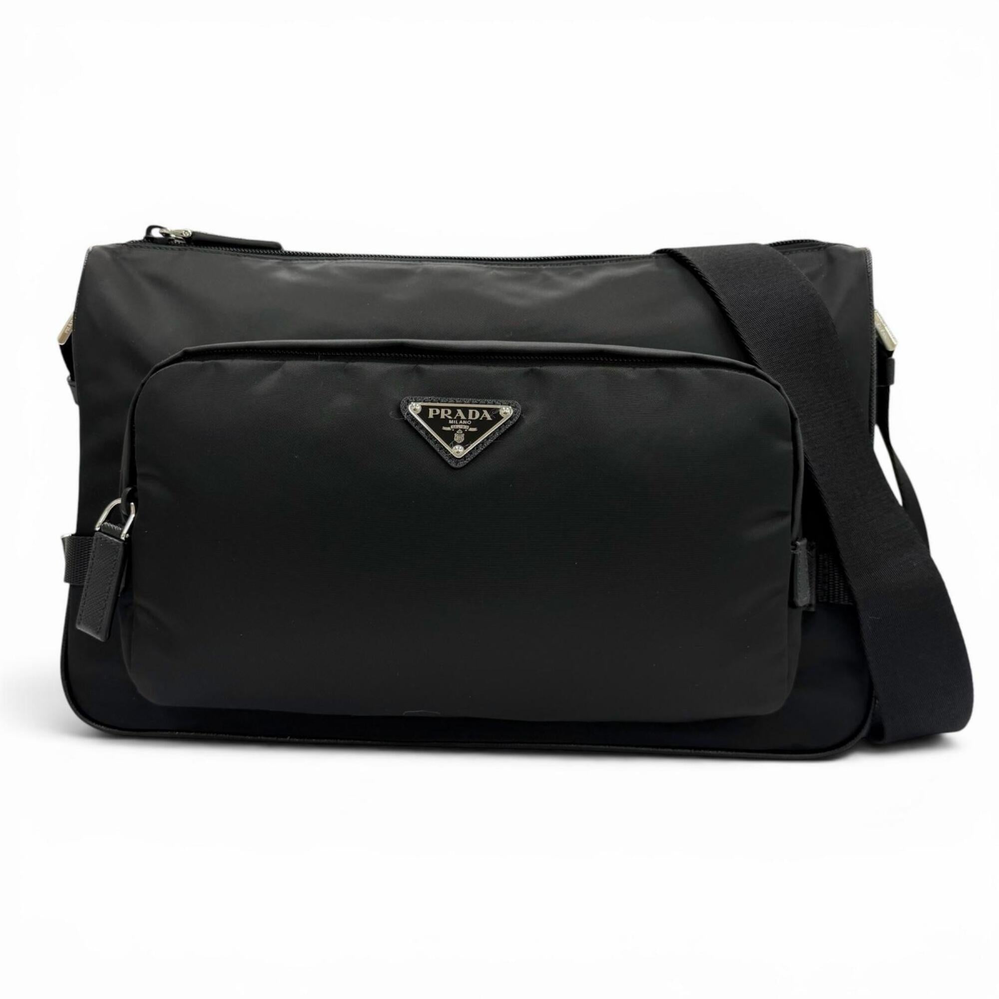 Prada Black Nylon Leather Shoulder Bag (Pre-Owned)
