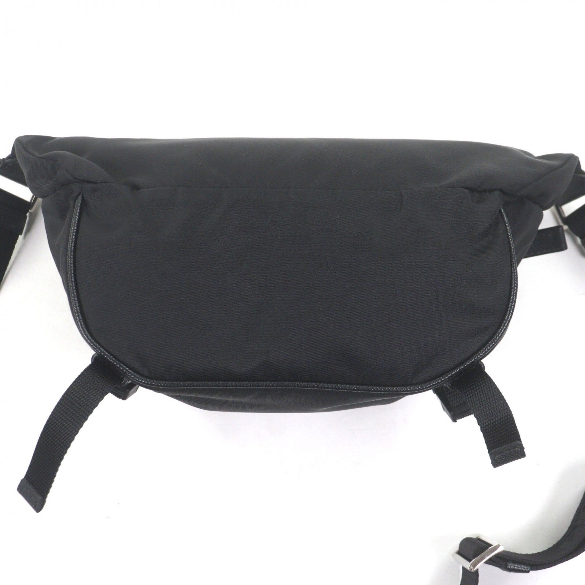 Prada Black Polyamide Saffiano Triangle Leather Shoulder Bag Sling Bag (Pre-Owned)