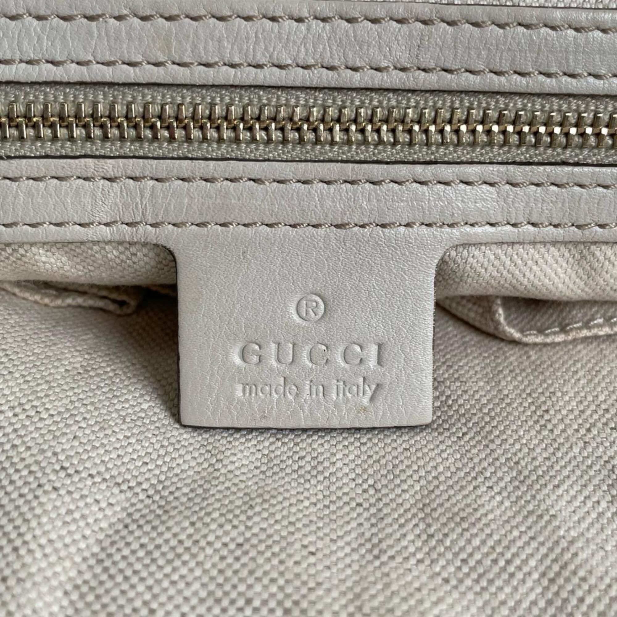 Gucci Beige Leather Shoulder Bag Tote Bag (Pre-Owned)