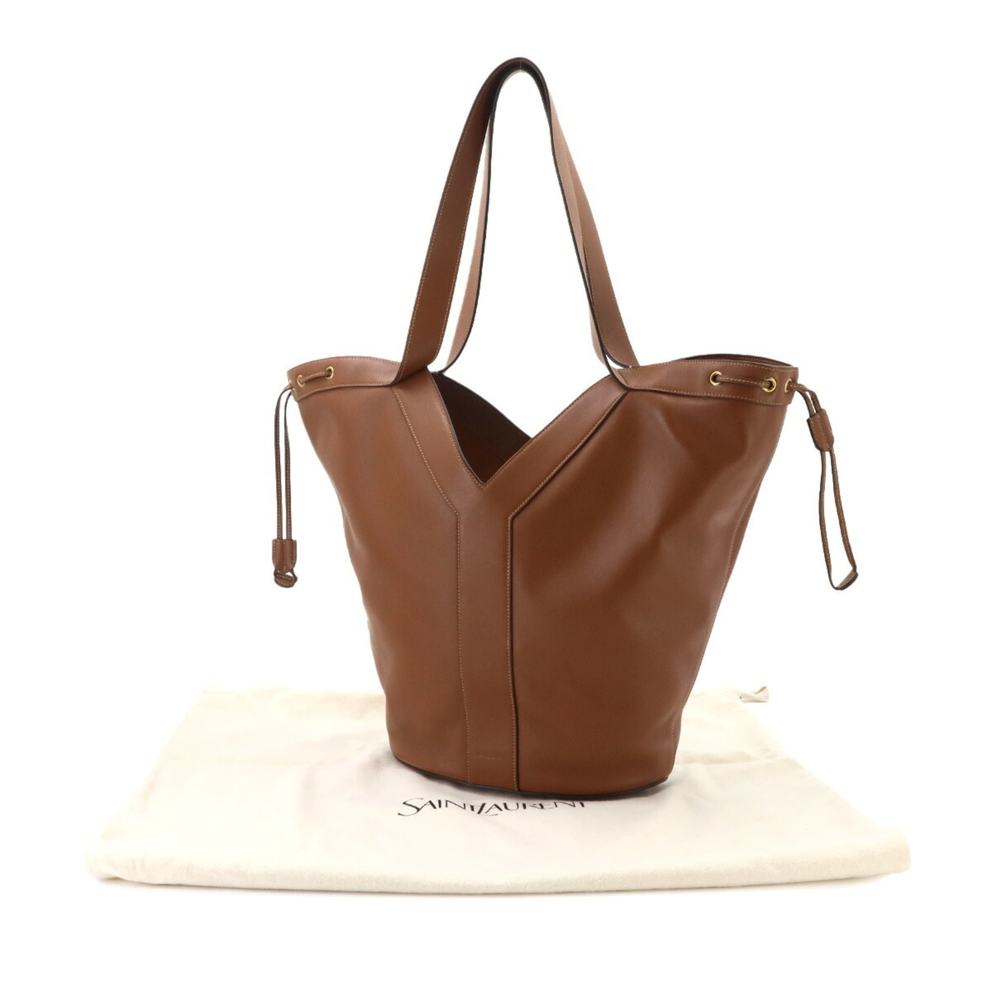 Saint Laurent Brown Leather Handbag Tote Bag (Pre-Owned)