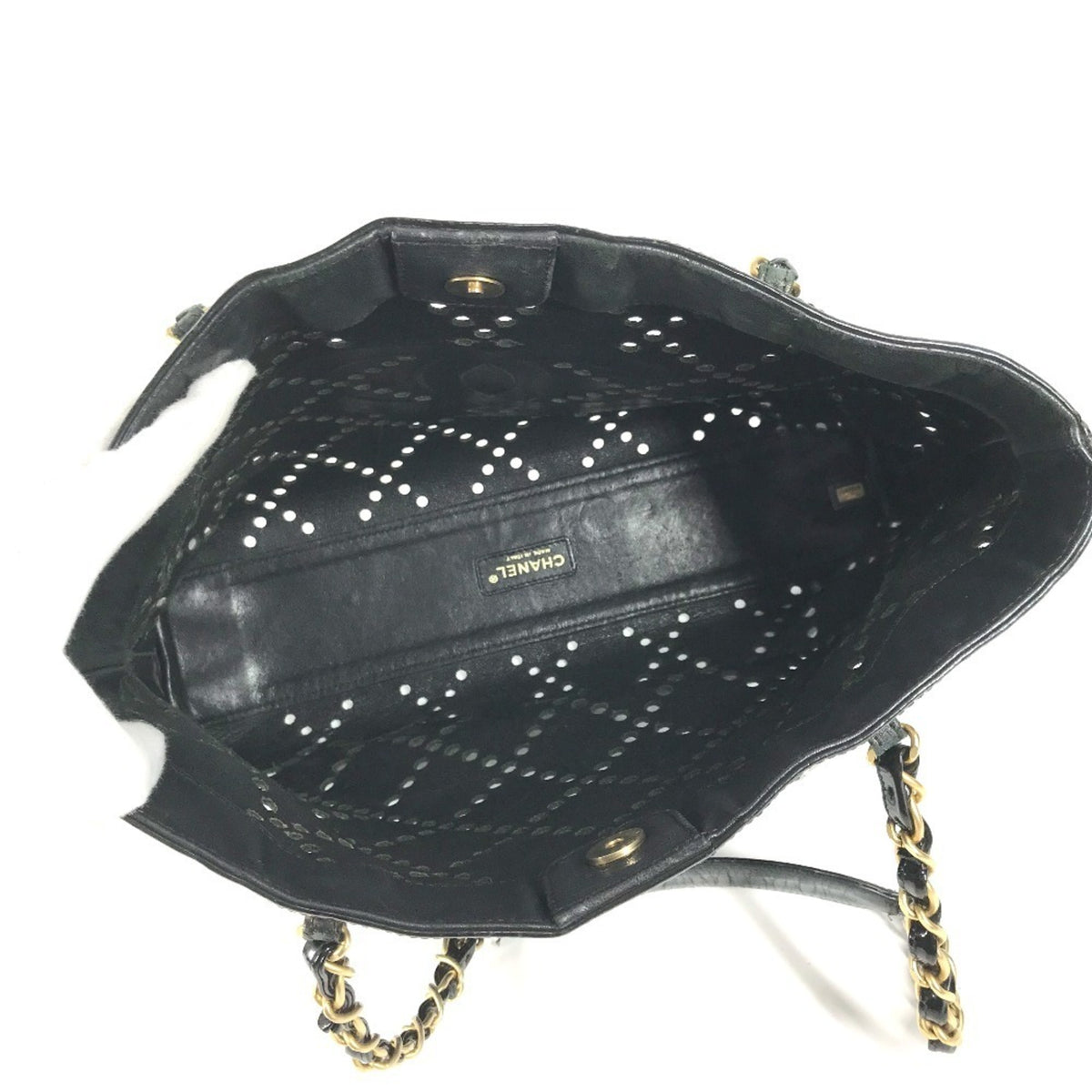 Chanel Black Leather Shoulder Bag Tote Bag (Pre-Owned)