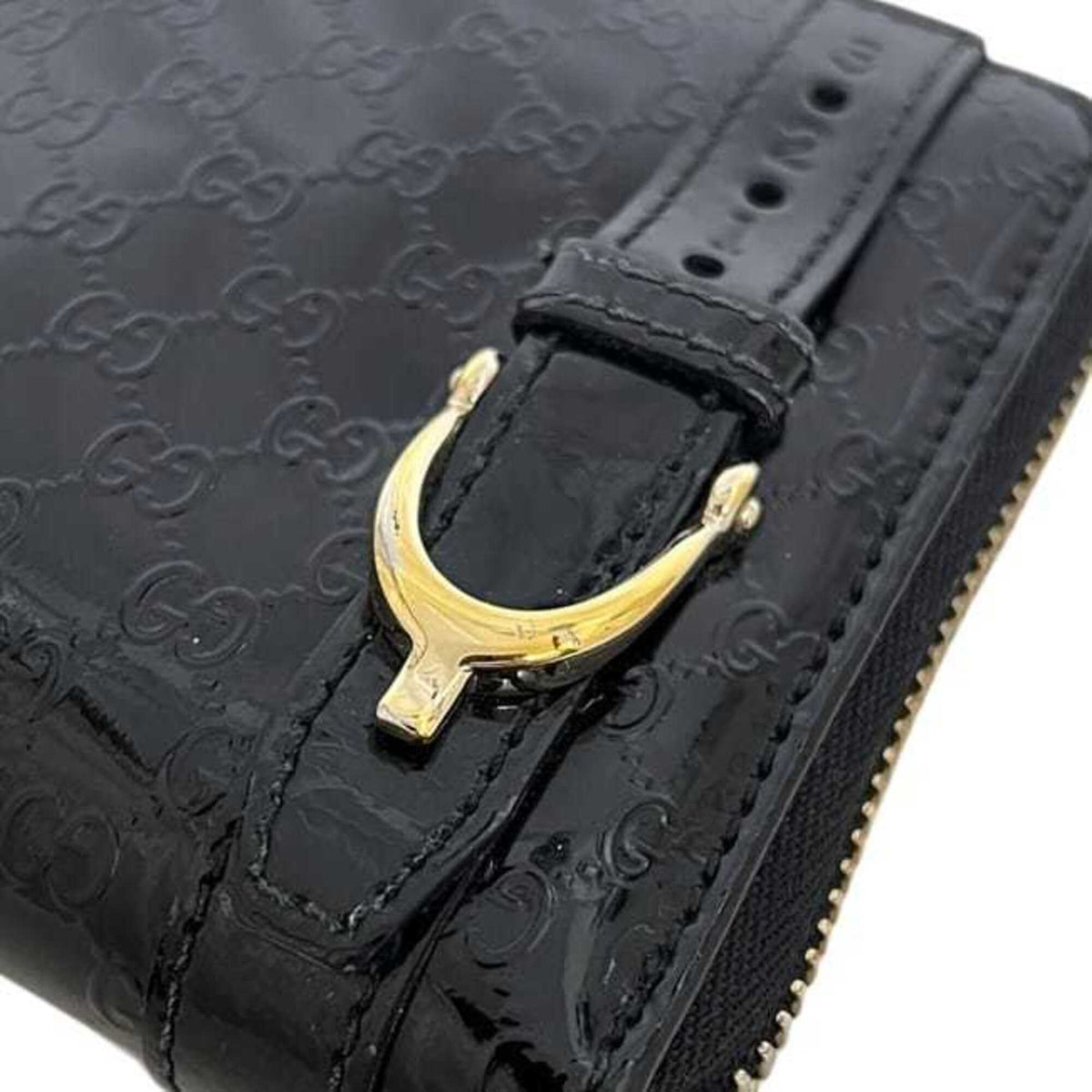 Gucci Black Patent Leather Long Wallet (Bi-Fold) (Pre-Owned)