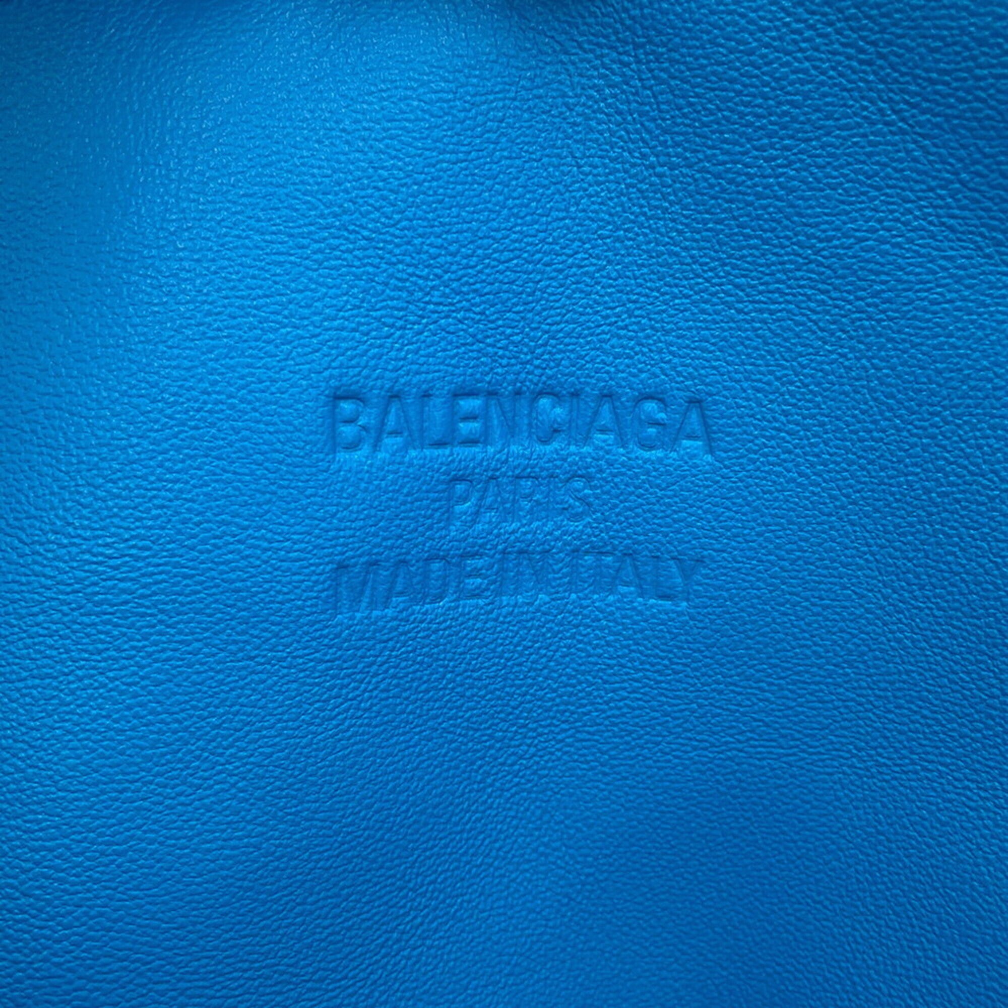 Balenciaga Blue Satin Leather Handbag Tote Bag (Pre-Owned)