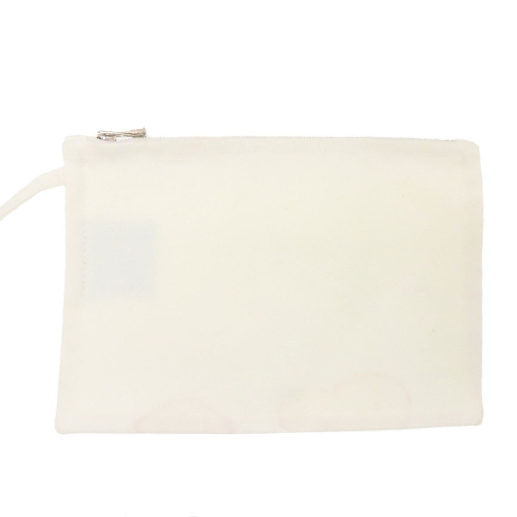 Hermes Red Color White Canvas Tote Bag (Pre-Owned)