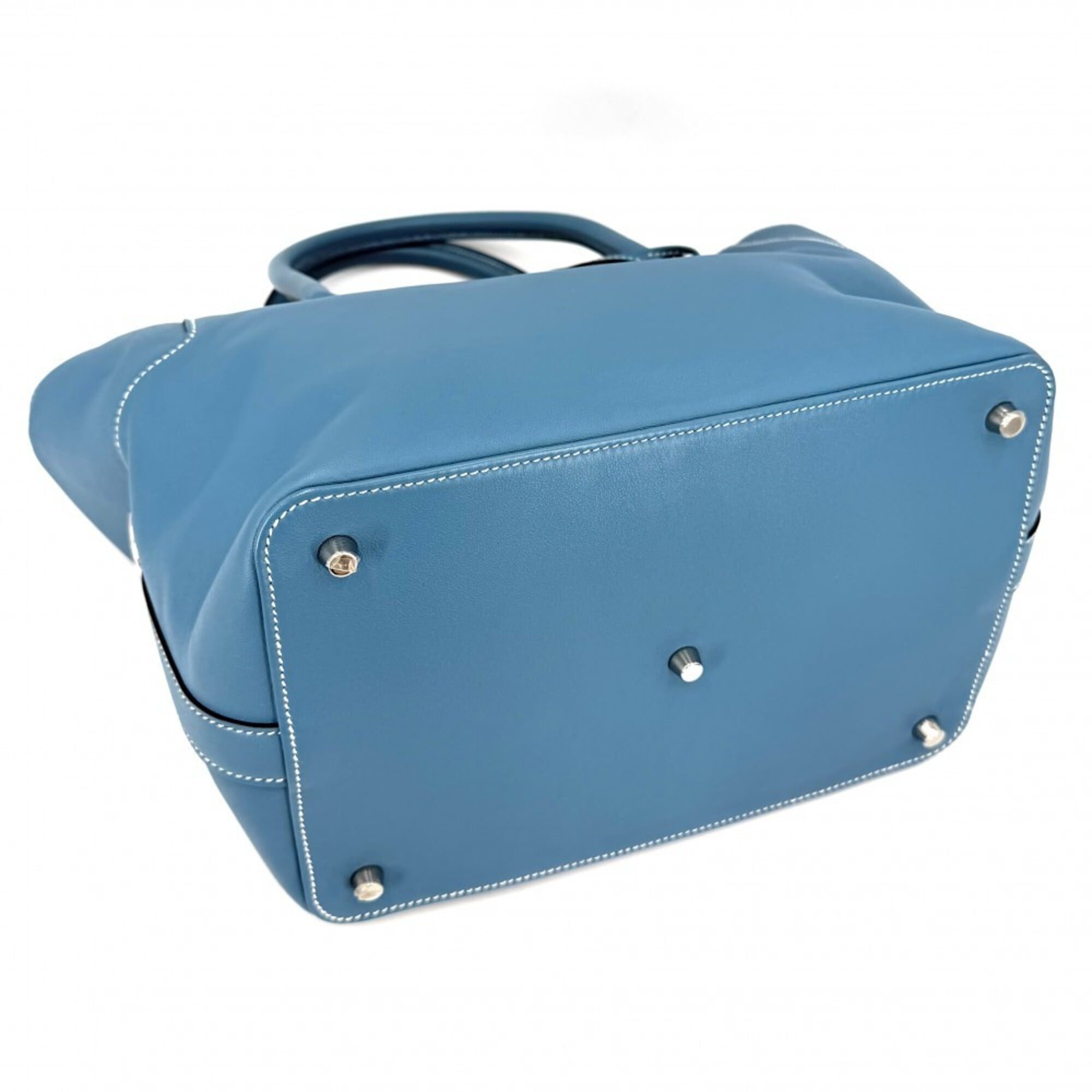 Hermes Toolbox Blue Leather Handbag Shoulder Bag (Pre-Owned)