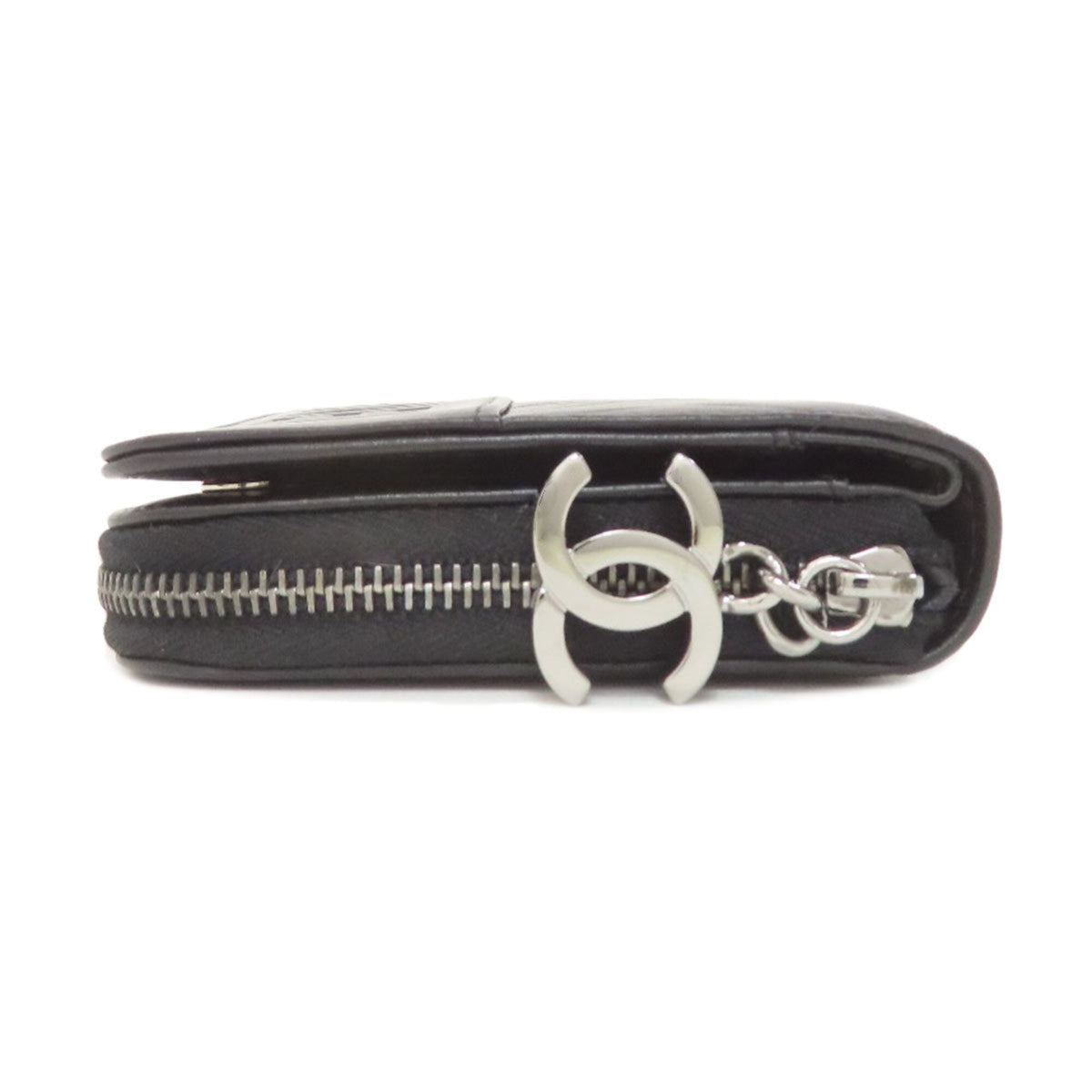 Chanel Black Leather Long Wallet (Bi-Fold) (Pre-Owned)