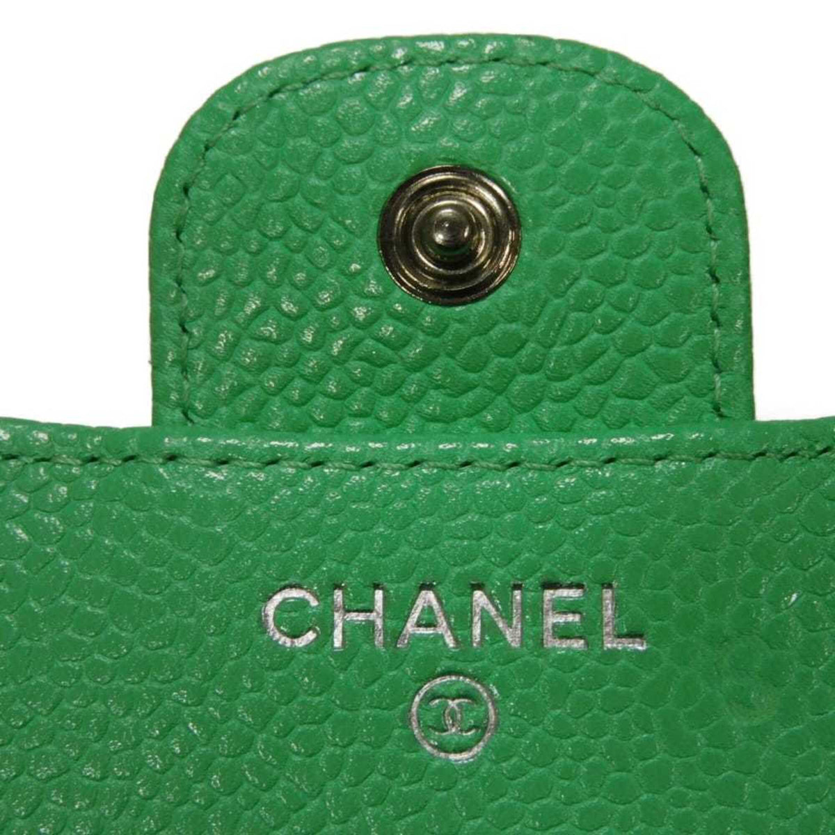 Chanel Light Green Grained Calfskin Wallet (Tri-Fold) (Pre-Owned)