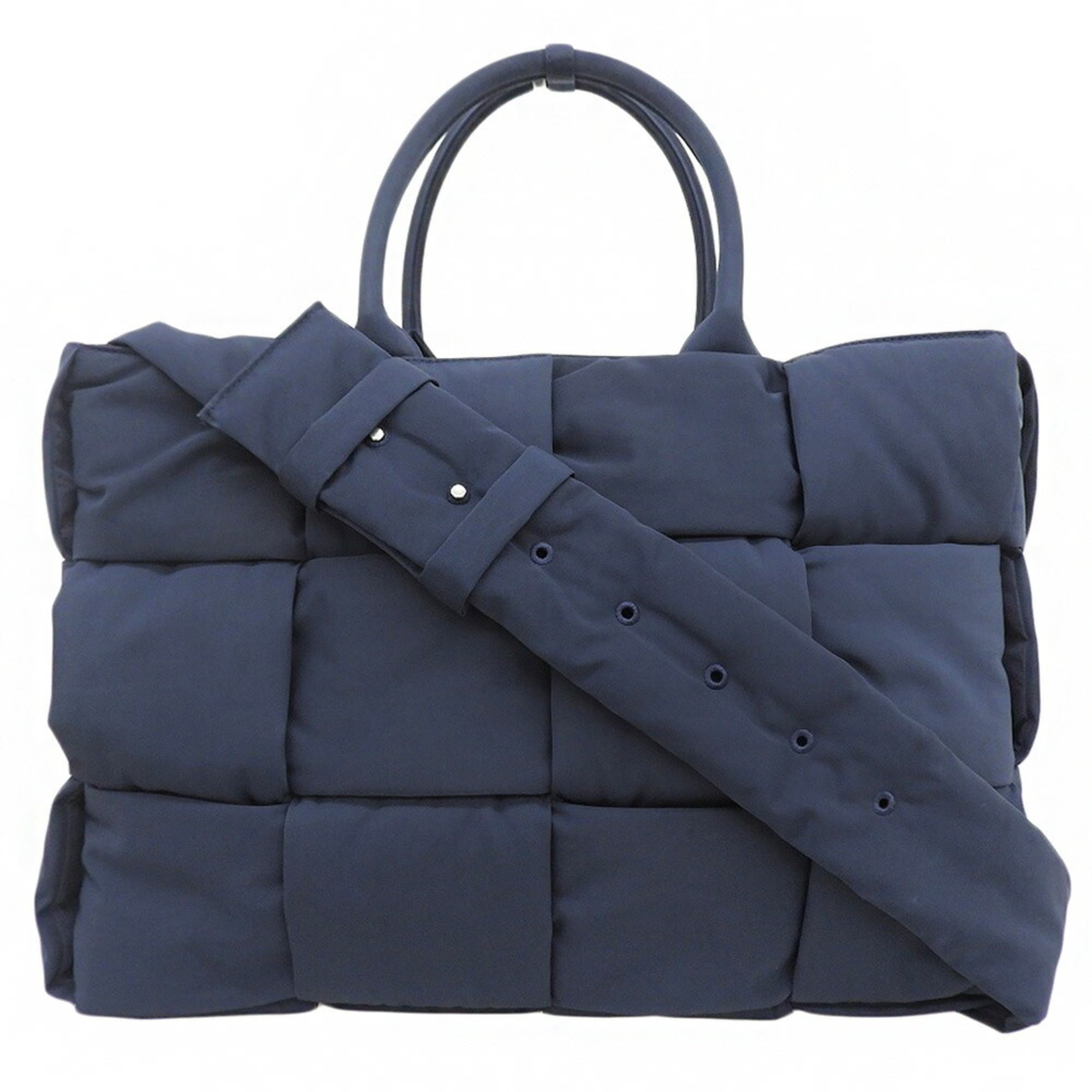 Bottega Veneta Navy Nylon Shoulder Bag Tote Bag (Pre-Owned)