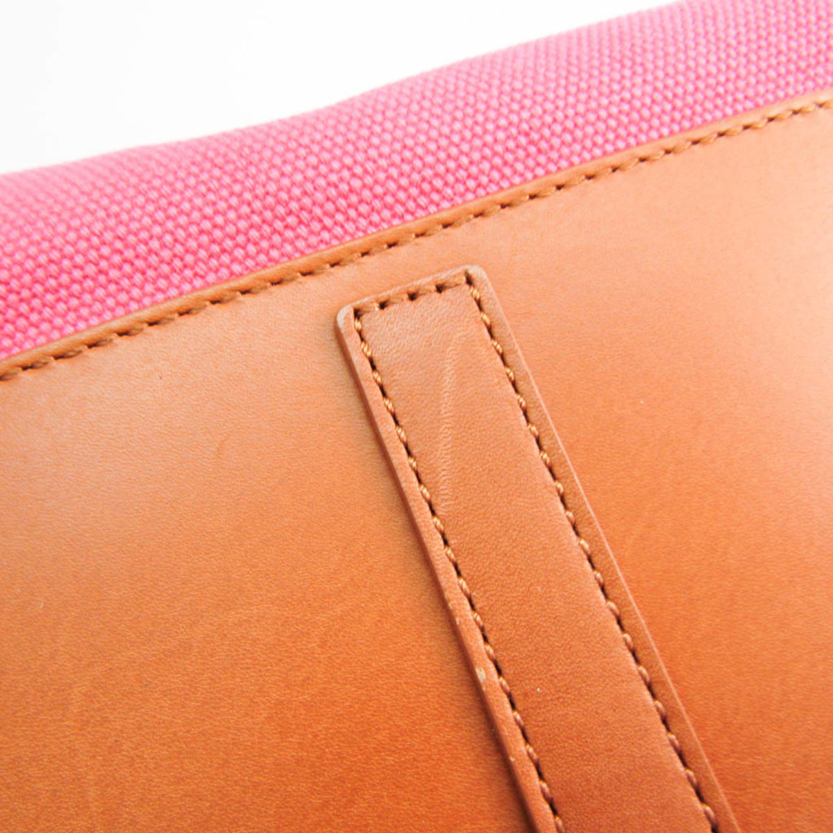 Ralph Lauren Ricky Brown Pink Leather Canvas Handbag Shoulder Bag (Pre-Owned)