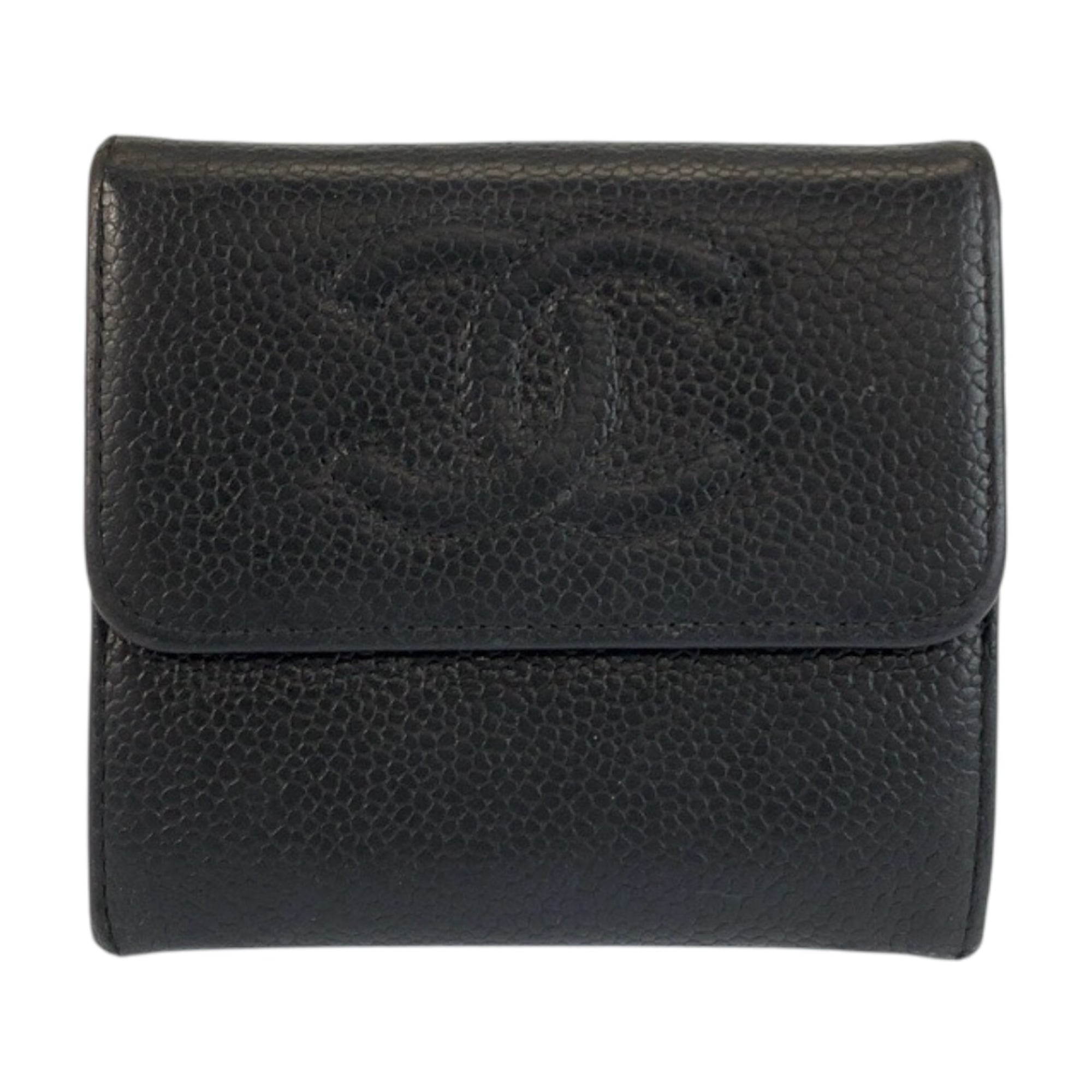 Chanel Black Leather Wallet (Tri-Fold) (Pre-Owned)