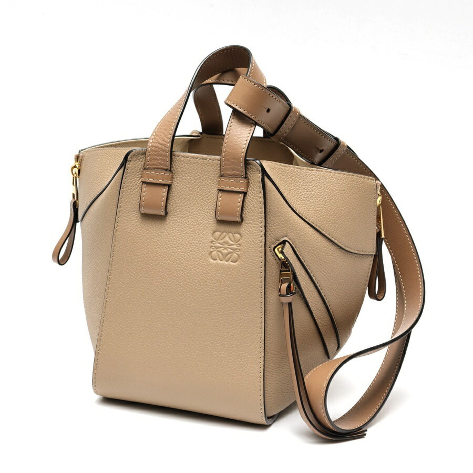 Loewe Grayish Sand Leather Handbag Shoulder Bag (Pre-Owned)
