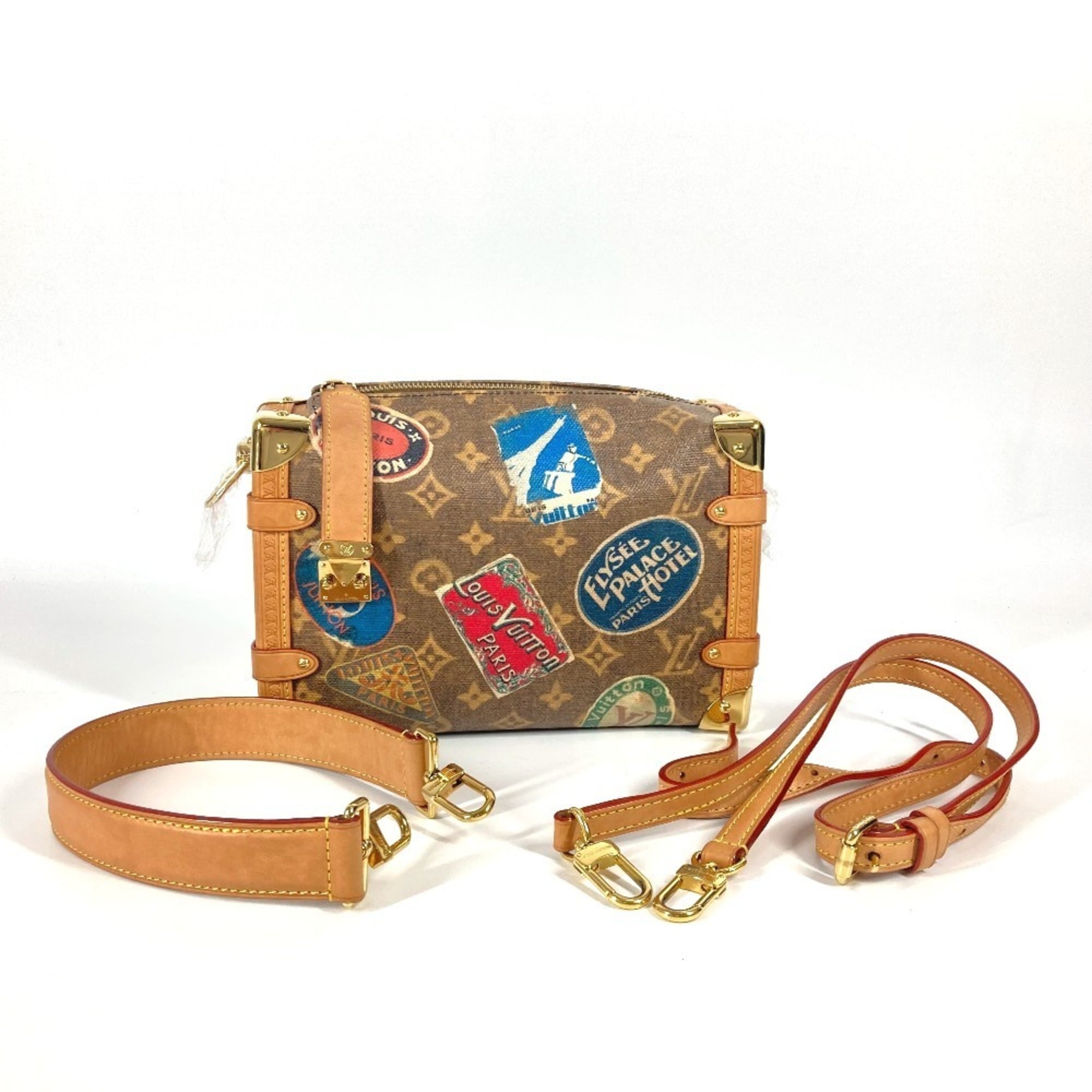 Louis Vuitton Brown Multi-Color Leather Coated Canvas Clutch Bag Handbag Shoulder Bag (Pre-Owned)