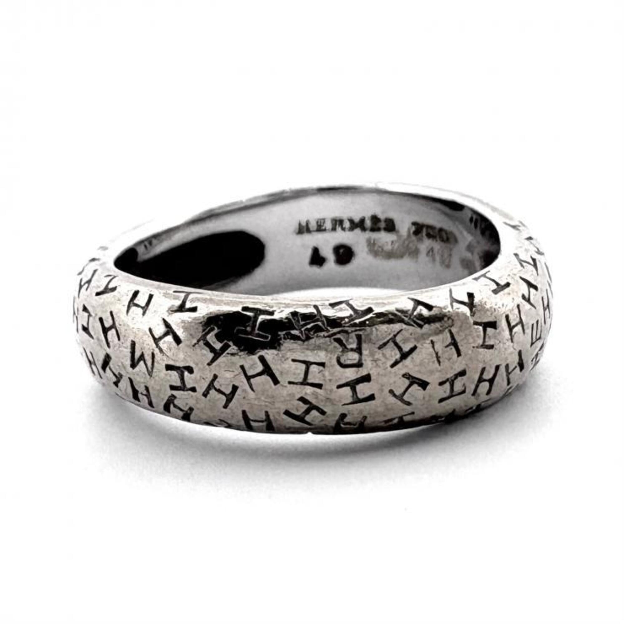 Hermes Silver White Gold (18K) Band Ring (Pre-Owned)