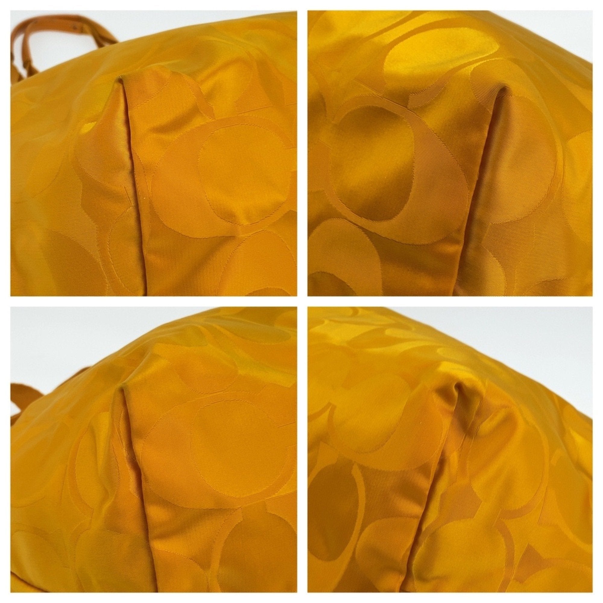 Coach Yellow Nylon Leather Shoulder Bag Tote Bag (Pre-Owned)