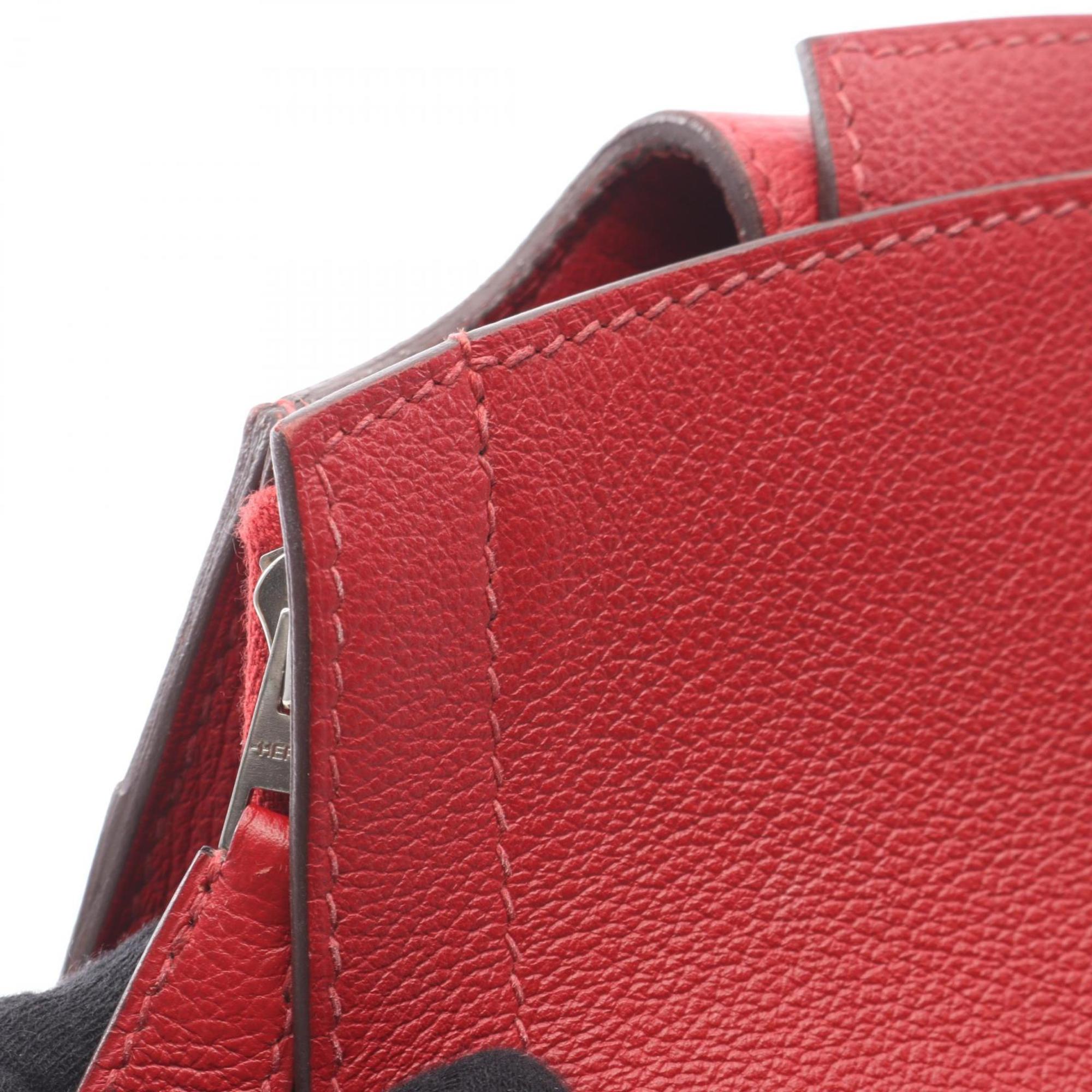 Hermes Red Color Rouge Casaque Evergrain Leather Leather Backpack Handbag (Pre-Owned)