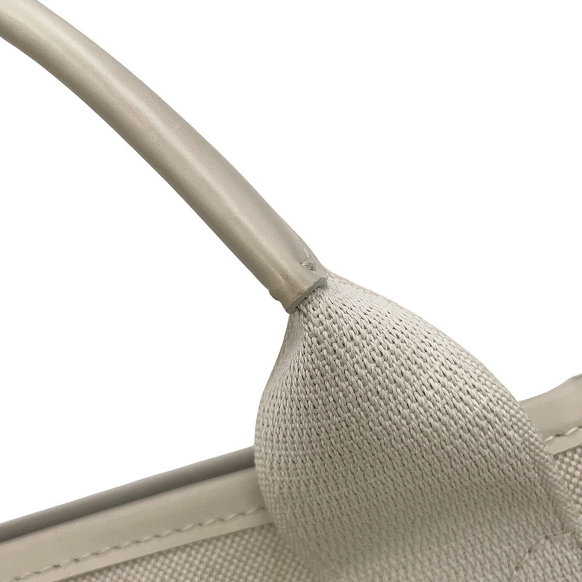 Balenciaga White Canvas Leather Handbag Pouch (Pre-Owned)