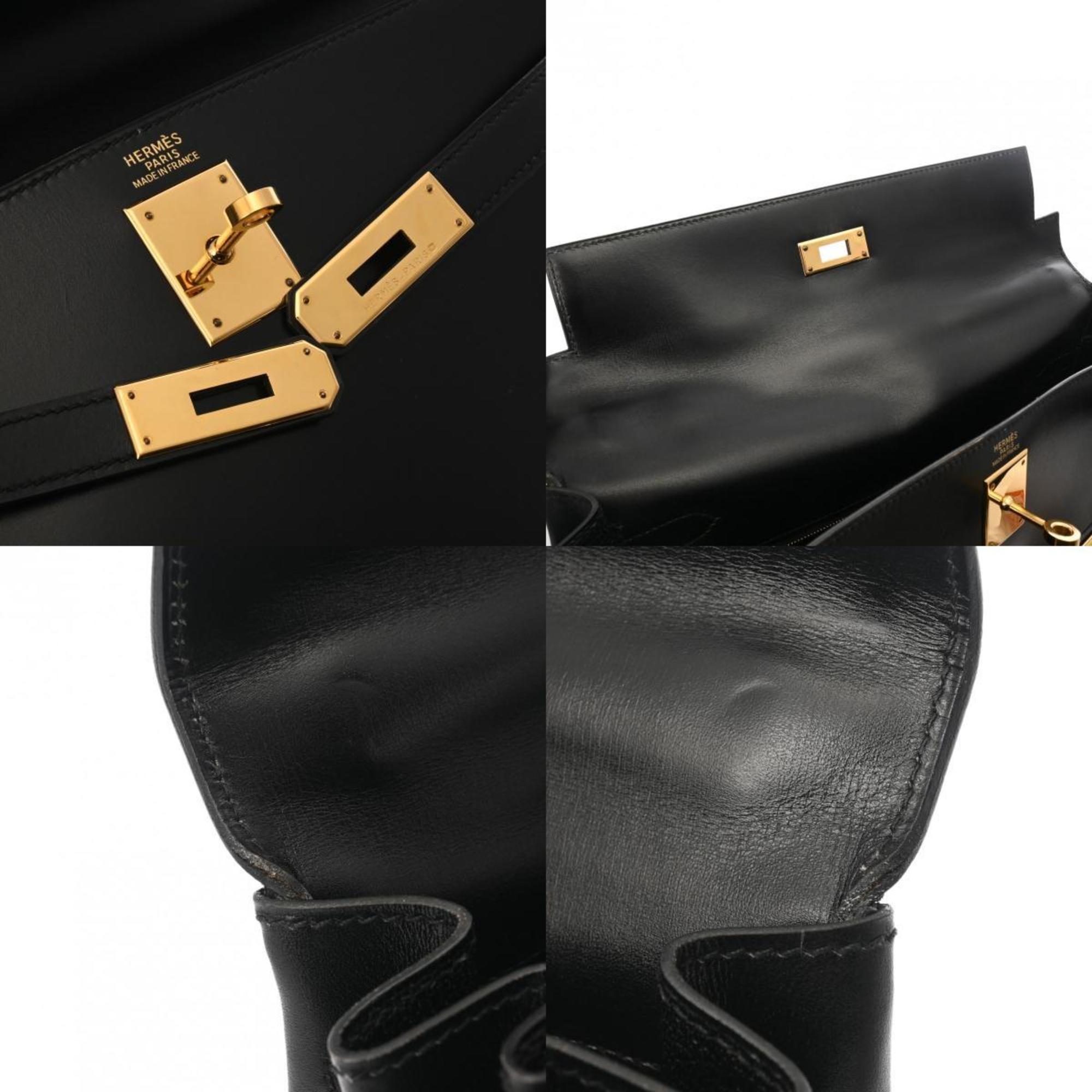 Hermes Black Box Calf Leather Handbag (Pre-Owned)