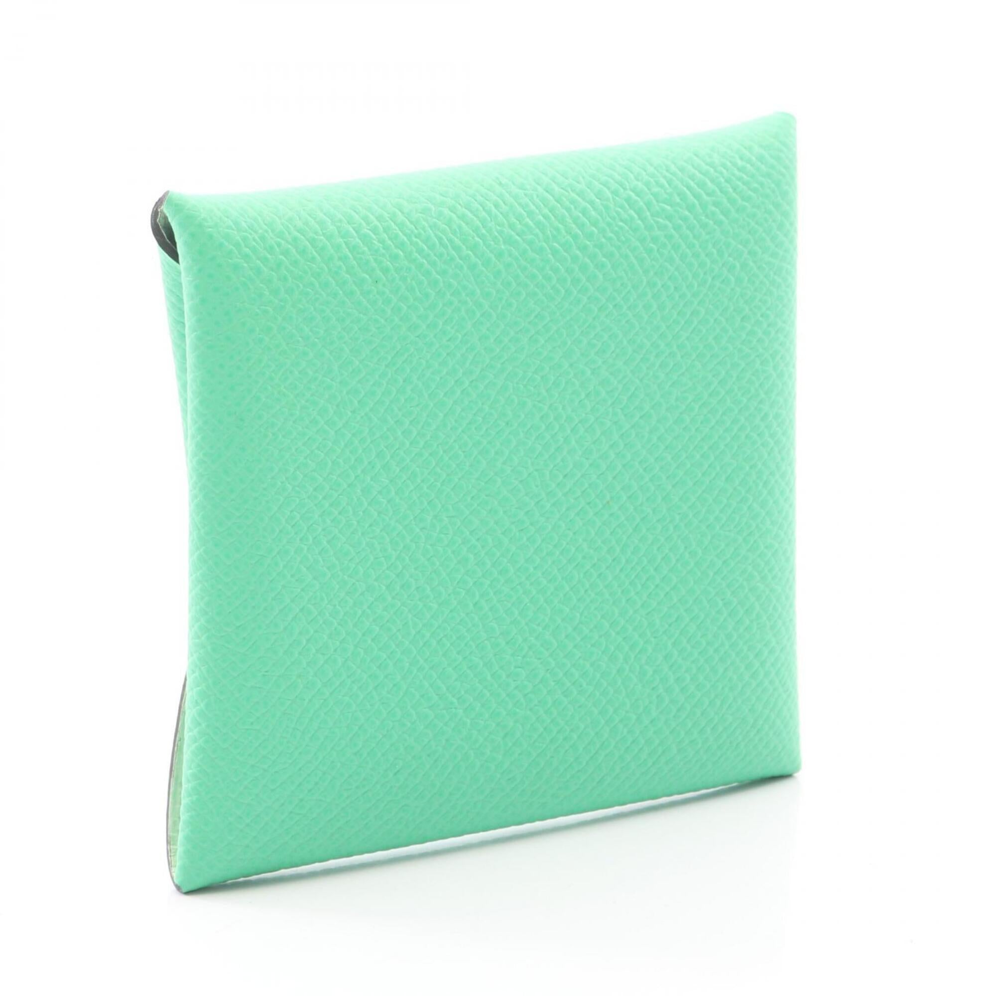 Hermes Green Leather Coin Purse/Coin Case (Pre-Owned)
